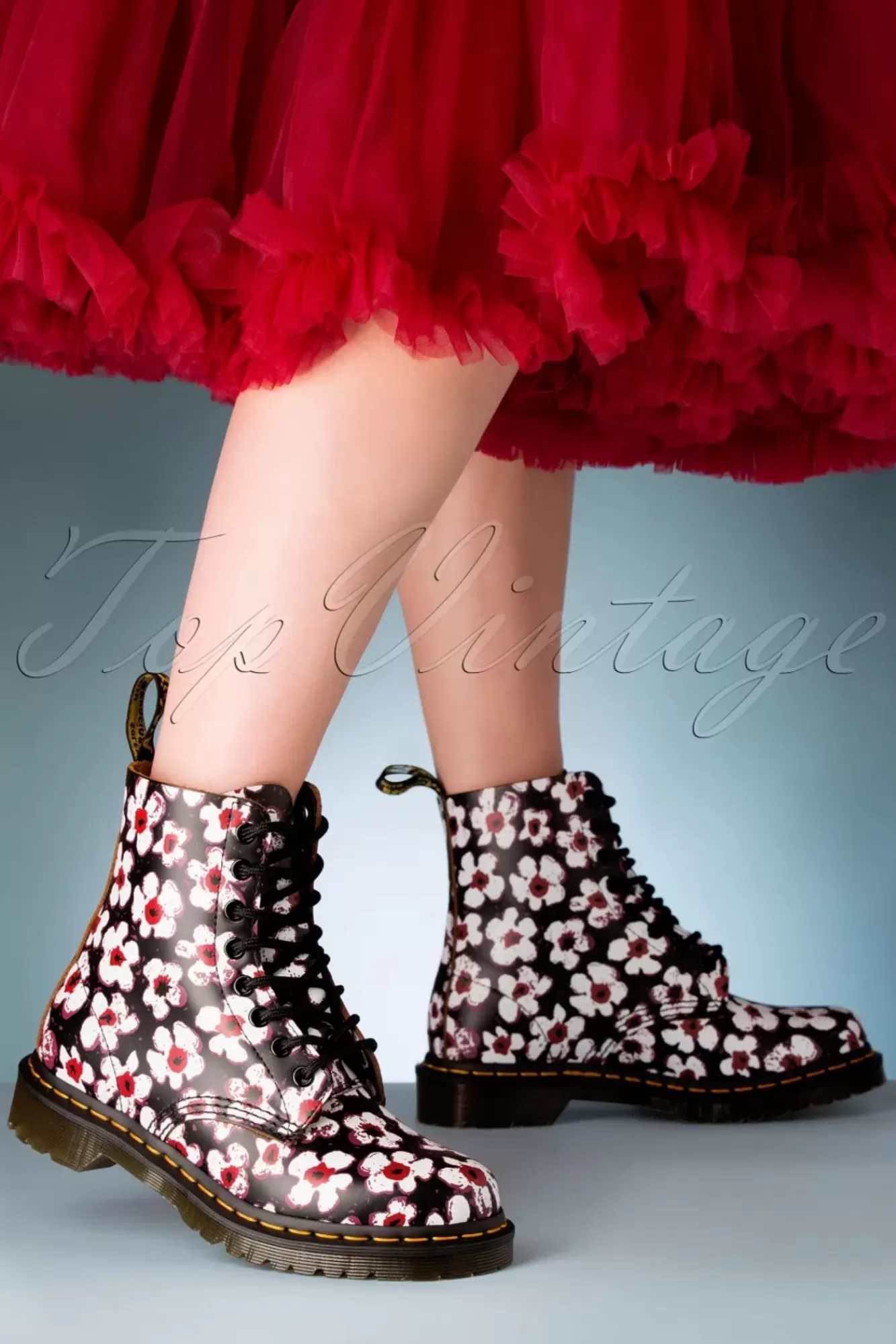 Dr. Martens 1460 Pansy Fayre Vintage Laarzen In Zwart | Vrouwen Booties & Laarzen
