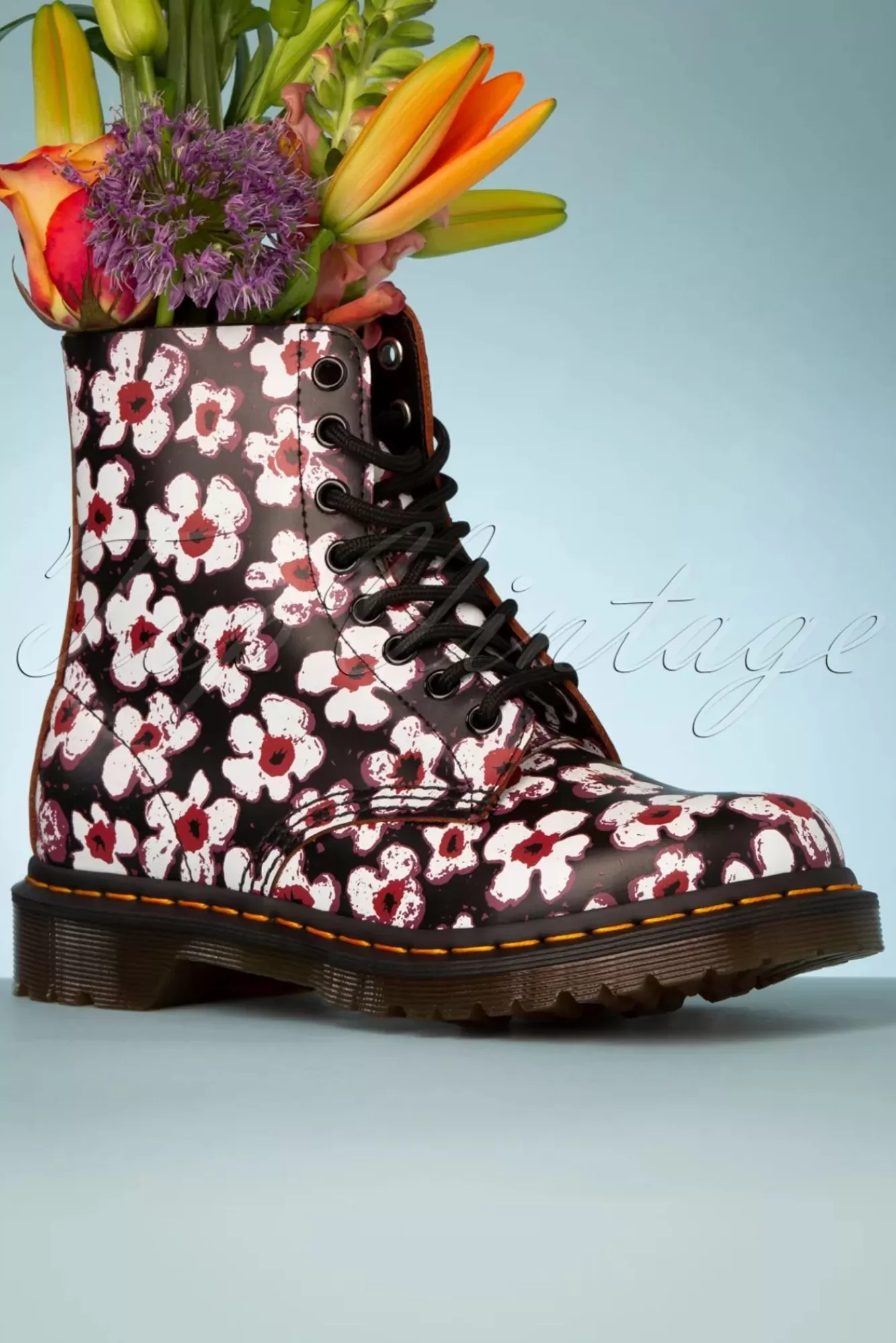Dr. Martens 1460 Pansy Fayre Vintage Laarzen In Zwart | Vrouwen Booties & Laarzen