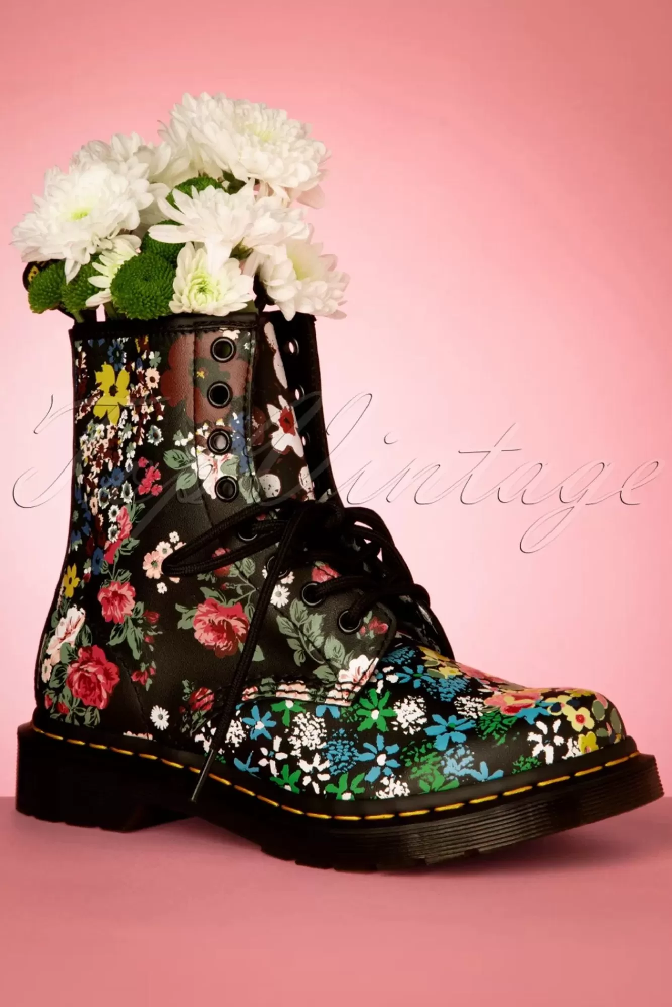 Dr. Martens 1460 Pascal Floral Mash Up Backhand Laarzen In Zwart | Vrouwen Booties & Laarzen