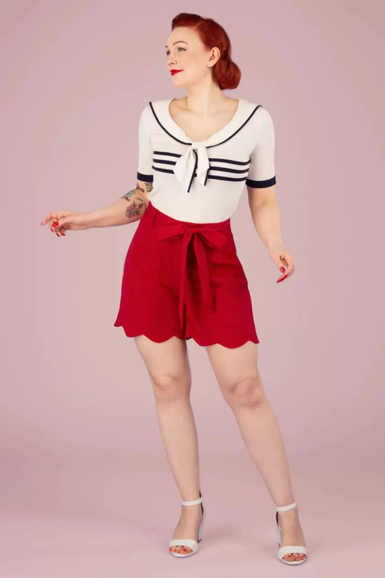 Banned Retro Ahoy Scallop Short In Rood | Vrouwen Broeken