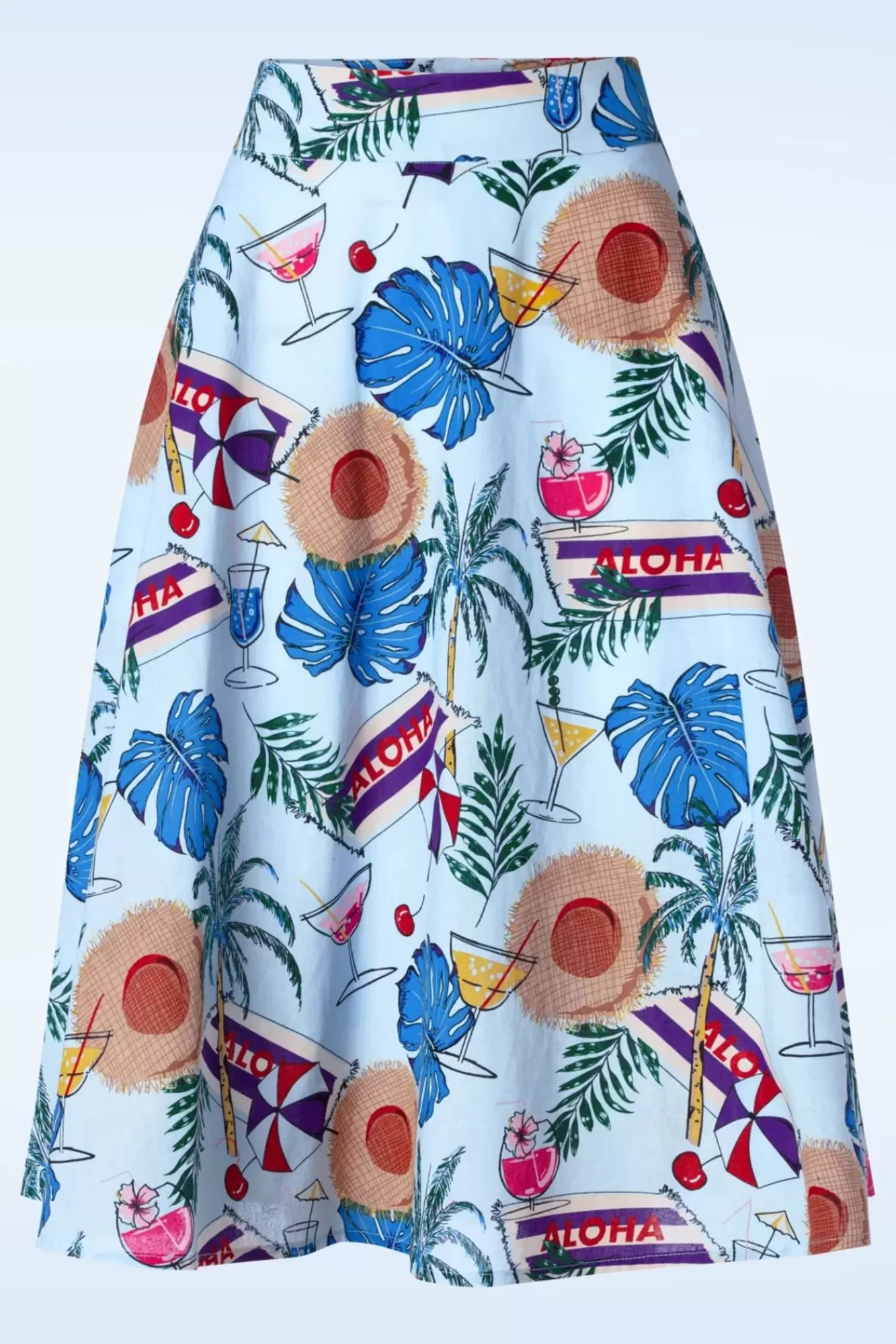 Banned Retro Aloha Swing Rok In Blauw | Vrouwen Rokken