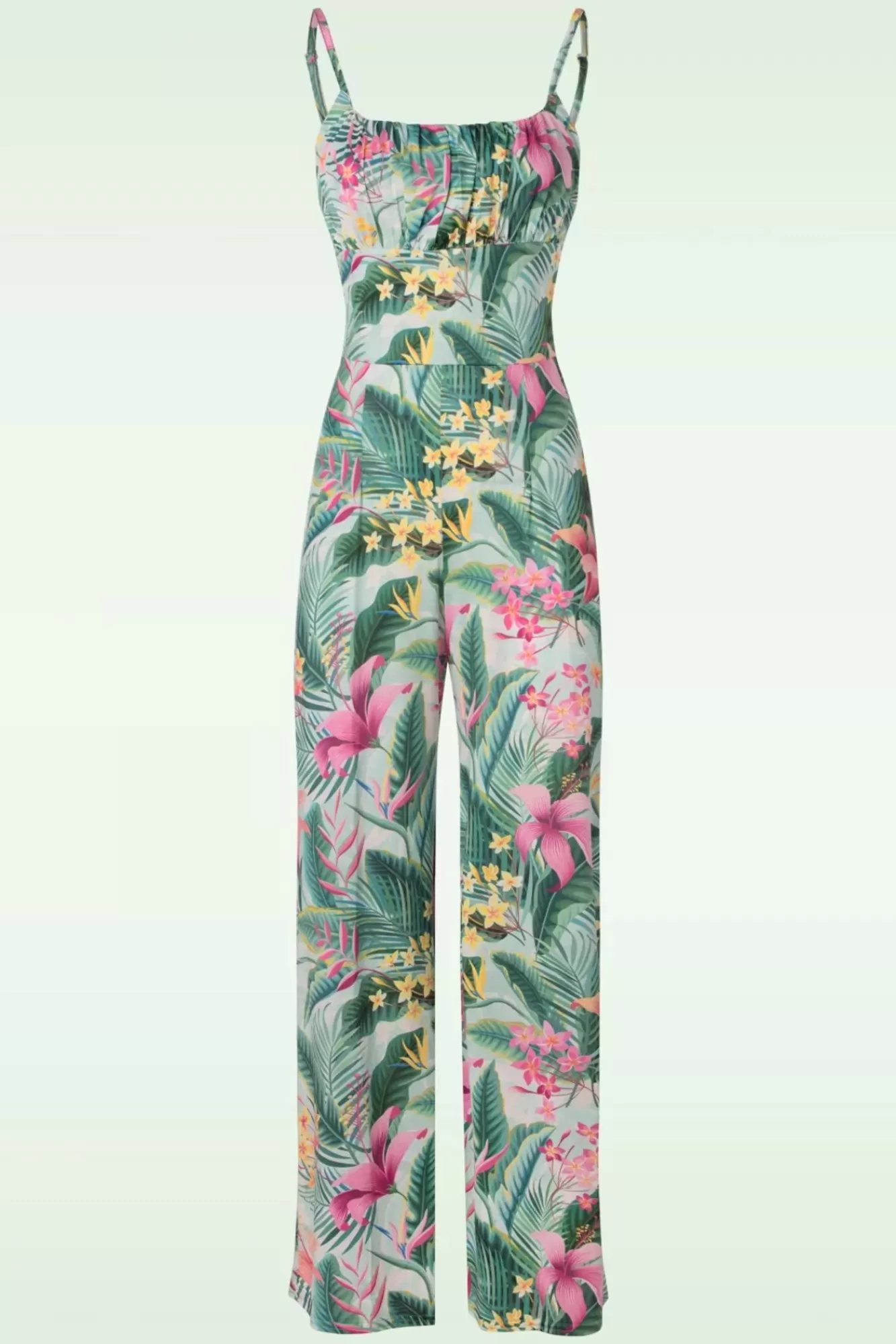 Vintage Chic for Topvintage Alyssa Tropical Jumpsuit In Mint Groen | Vrouwen Playsuits & Jumpsuits