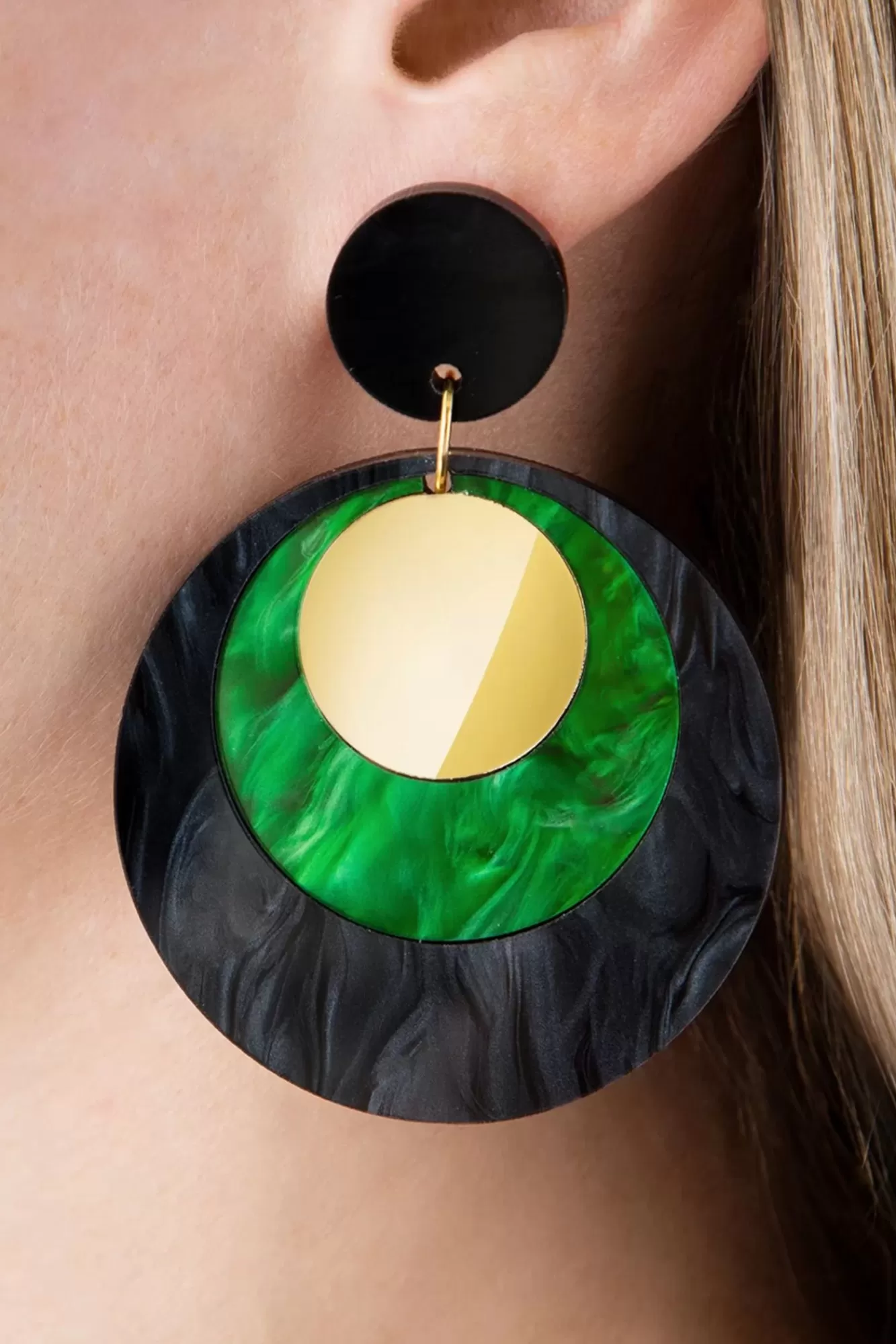 Glitz-o-Matic Art Deco Disk Oorbellen In Groen | Vrouwen Sieraden