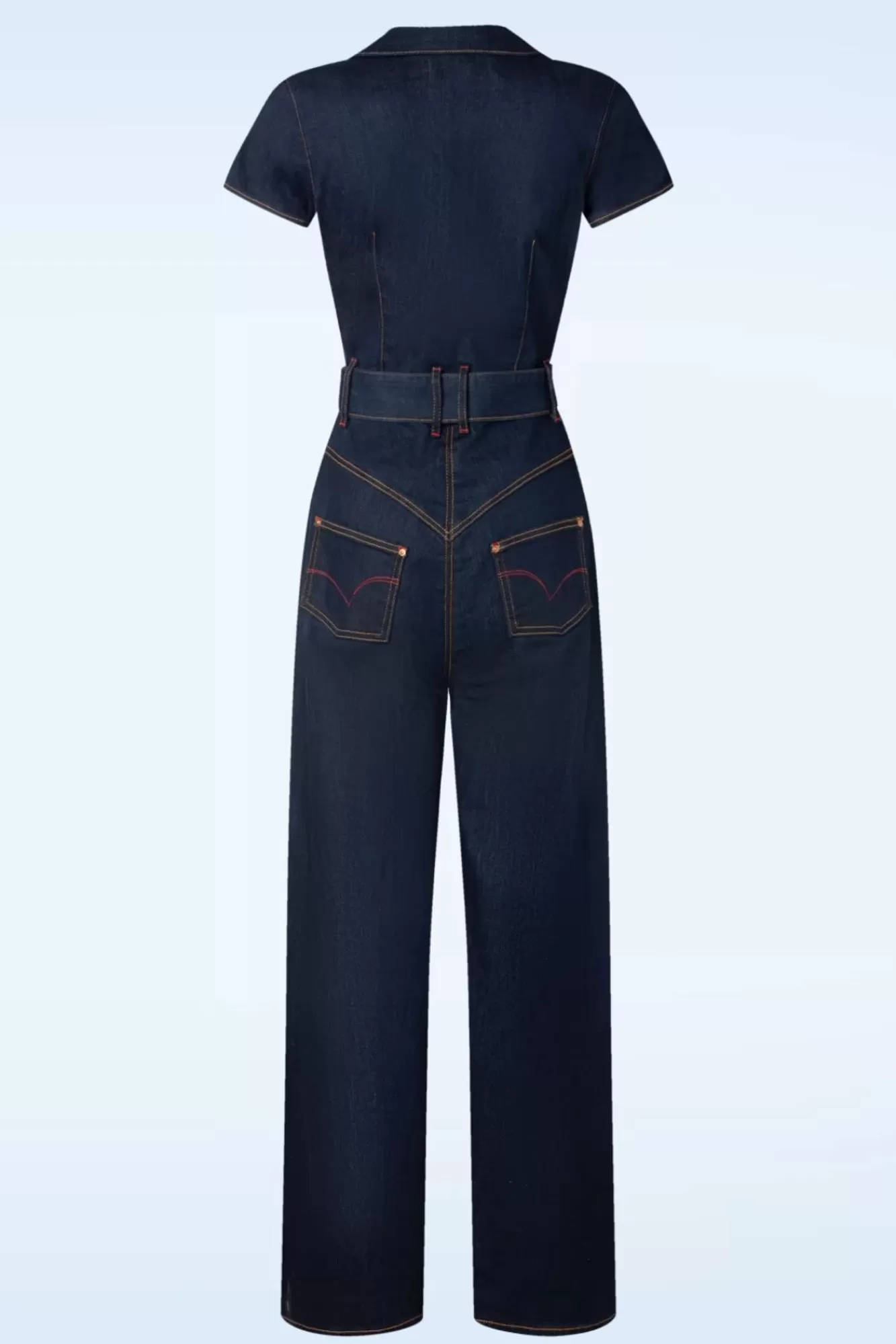 Rock-a-Booty Audrey Jumpsuit Short Sleeve In Donkerdenim | Vrouwen Playsuits & Jumpsuits