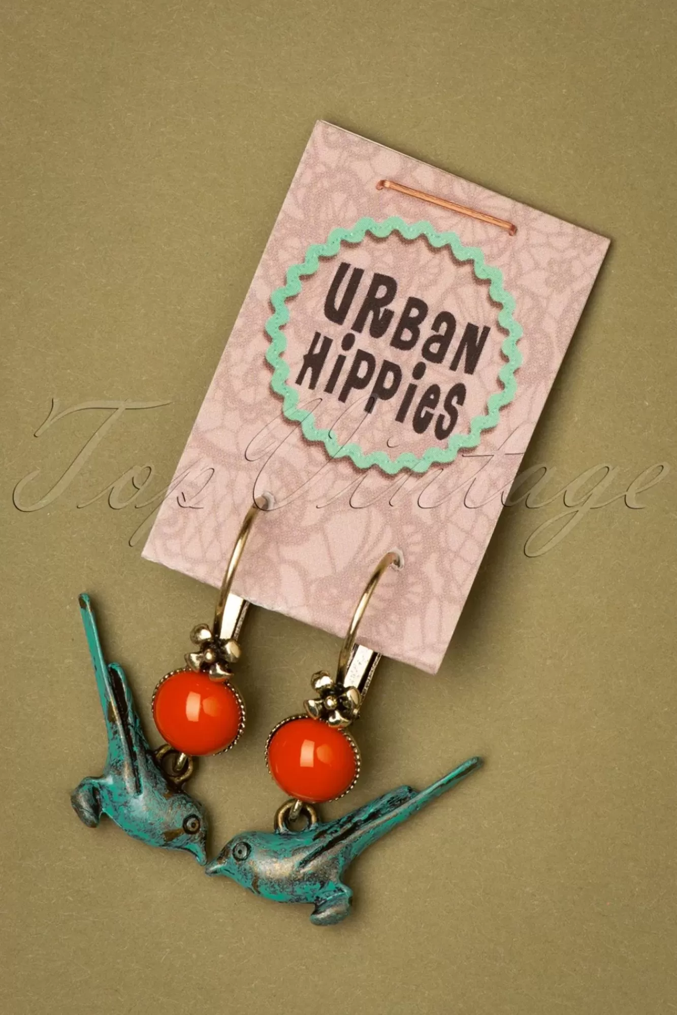 Urban Hippies Birdie Vergulde Oorbellen In Blauw En Rood | Vrouwen Sieraden