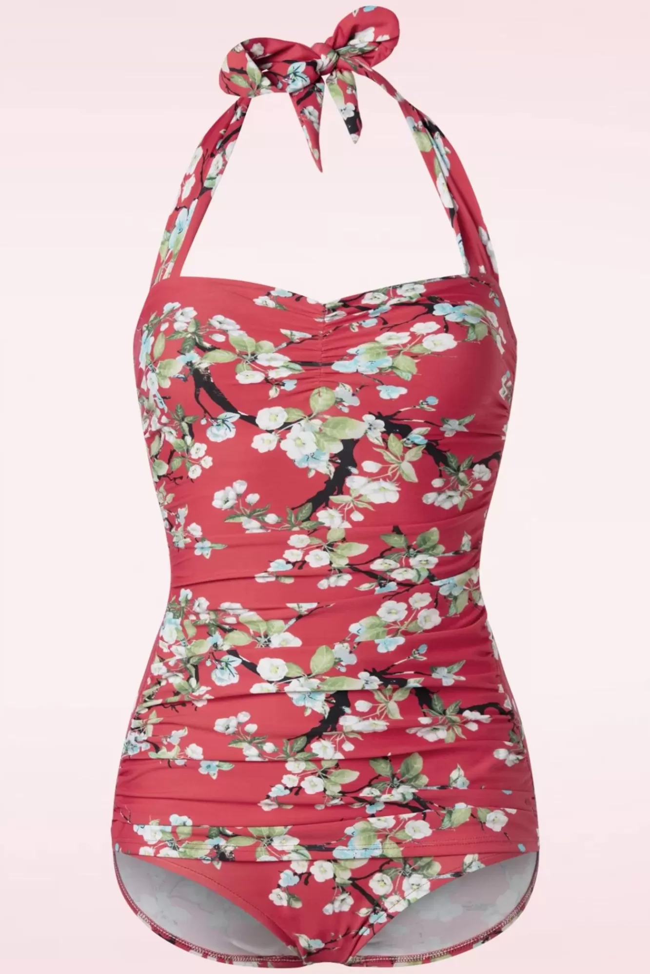 Esther Williams Blossom One Piece Halter Badpak In Rood | Vrouwen Badpakken