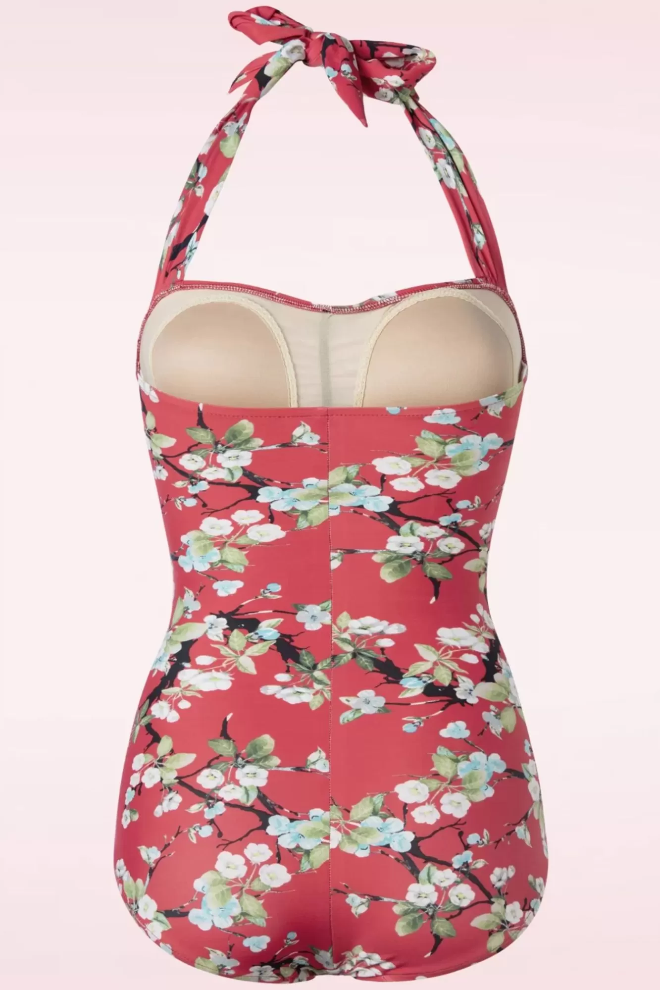 Esther Williams Blossom One Piece Halter Badpak In Rood | Vrouwen Badpakken