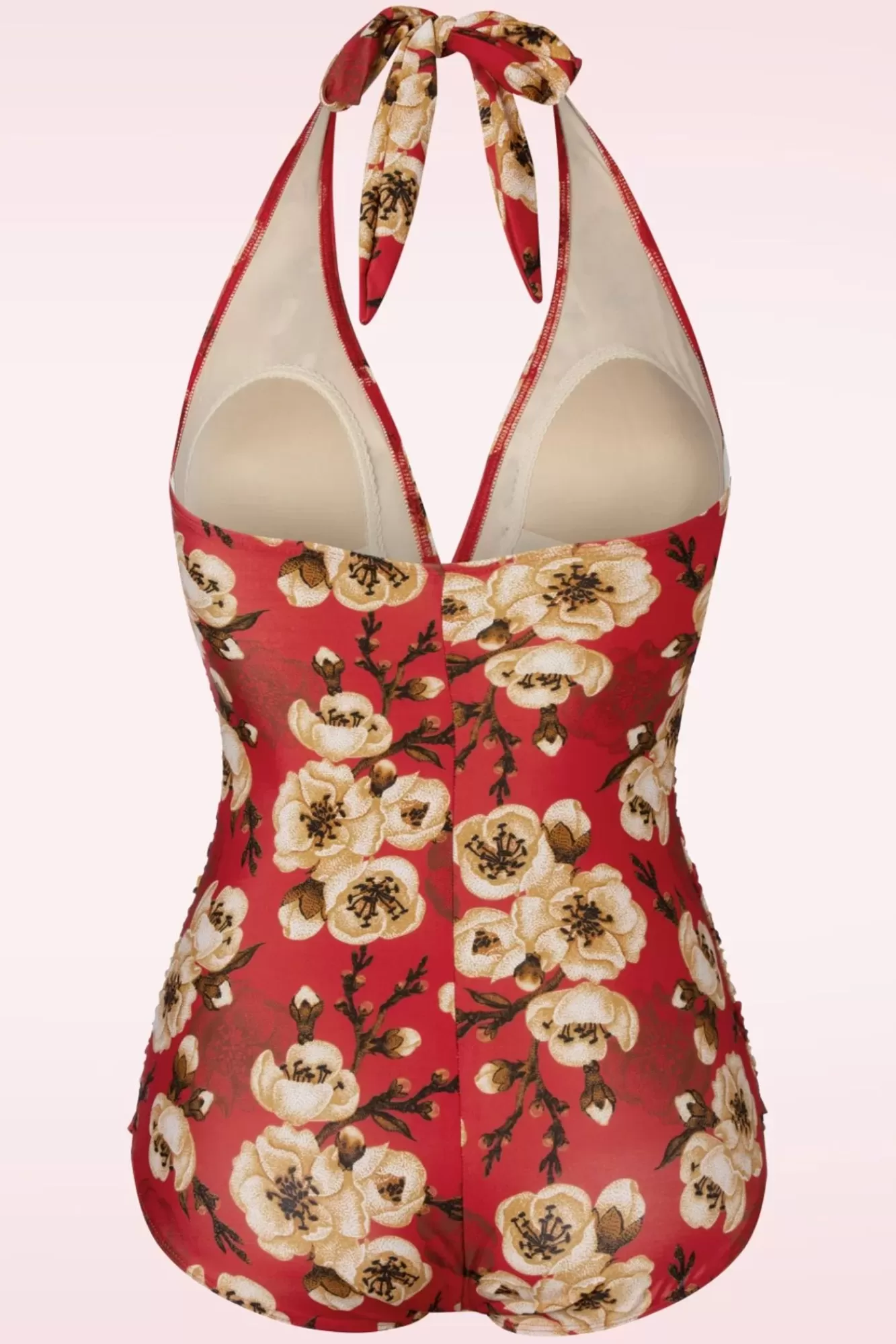 Bettie Page Swimwear Blossom One Piece Halterbadpak In Rood | Vrouwen Badpakken