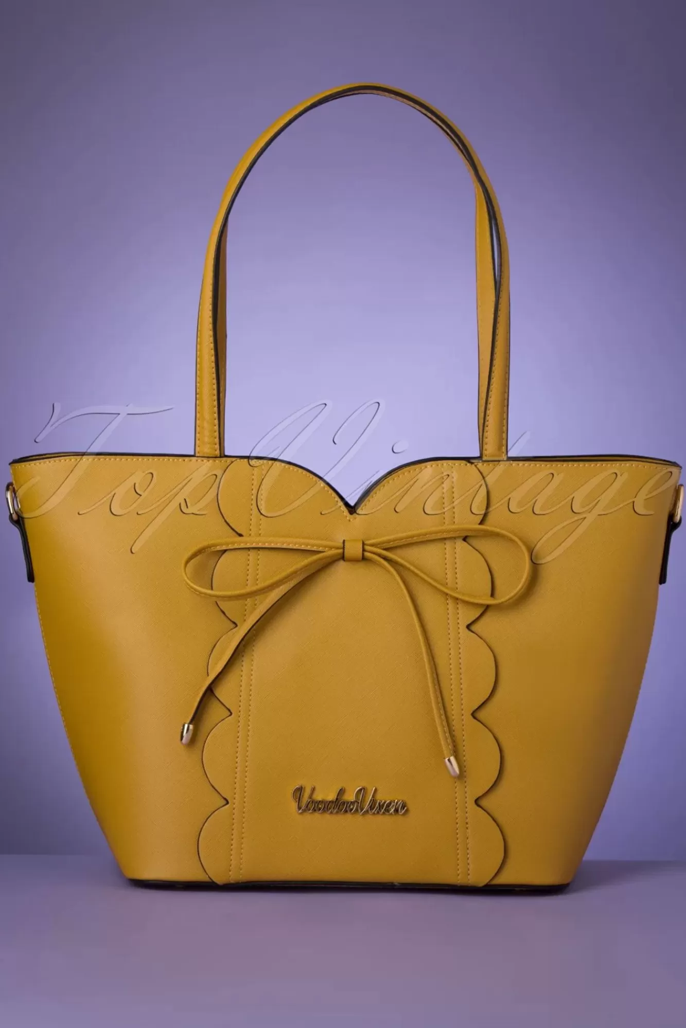 Vixen Bow Front Geschulpte Shopper Tas Mosterd Geel | Vrouwen Tassen