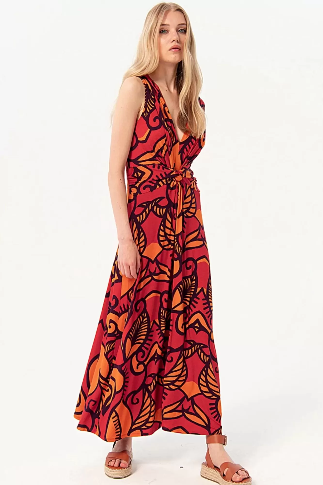 Surkana Camila Maxi Jurk In Oranje | Vrouwen Plus Size Jurken