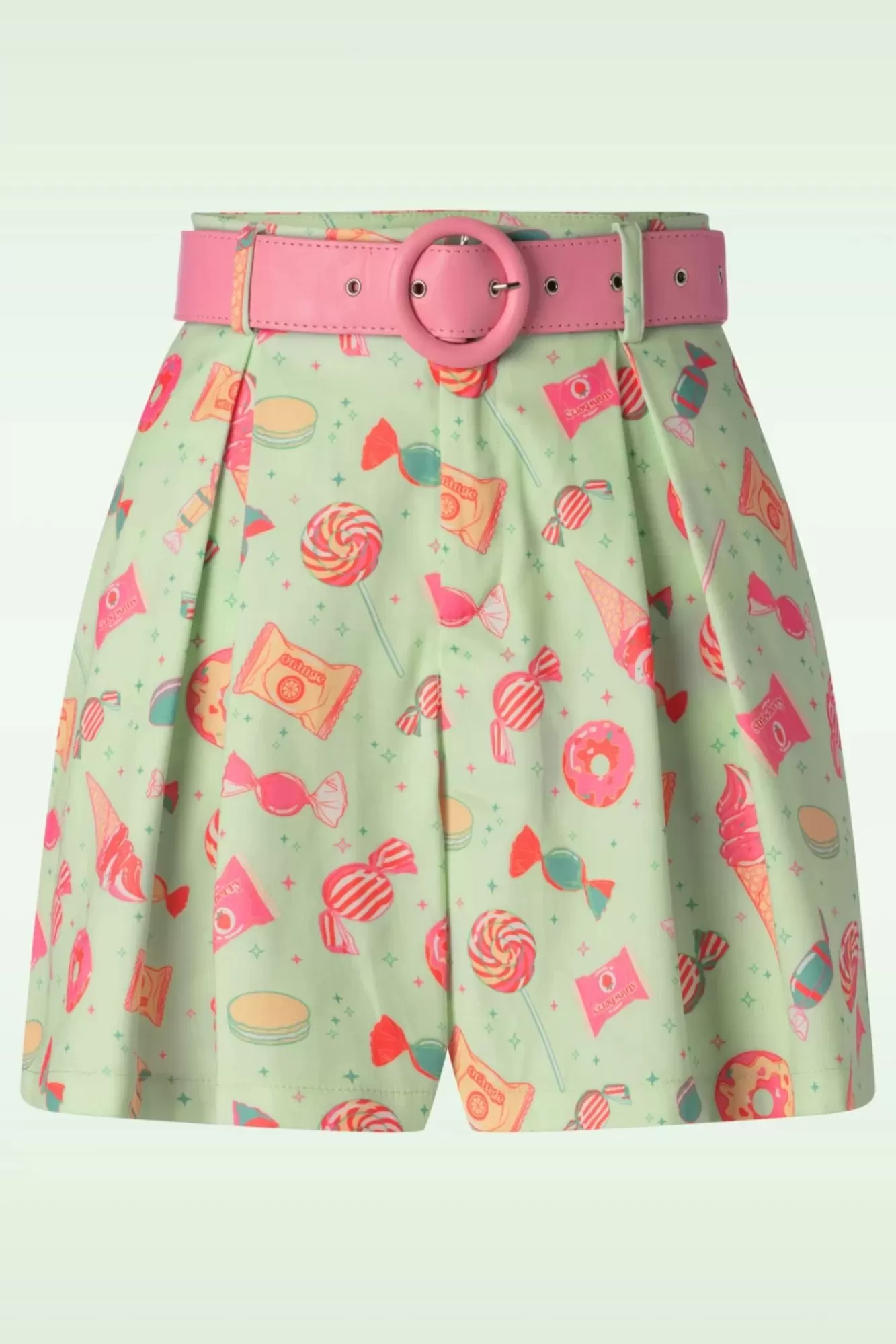 Vixen Candy Belted Shorts In Mint | Vrouwen Broeken