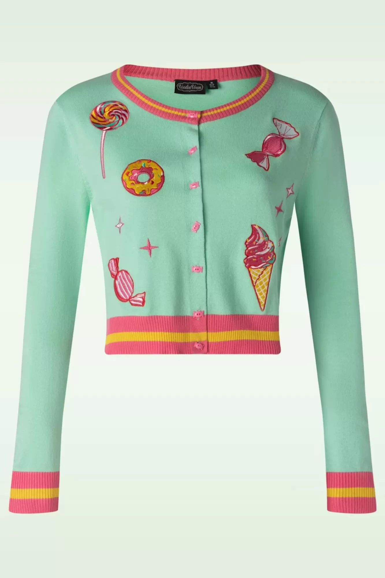 Vixen Candy Patch Cardigan In Mint | Vrouwen Vestjes