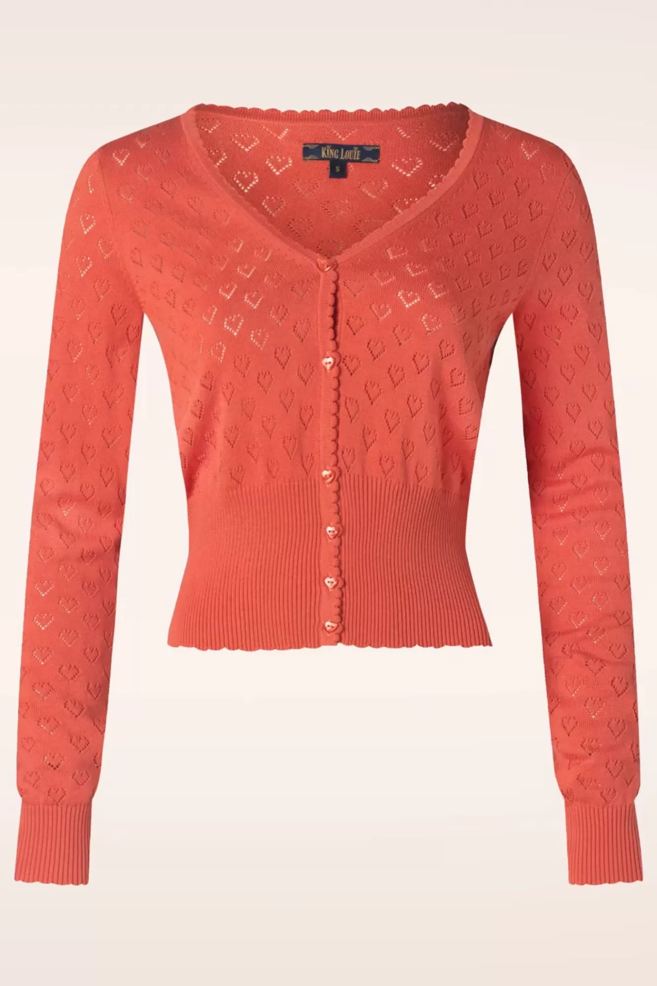 King Louie Cardi V Hart Ajour In Tweed Oranje | Vrouwen Vestjes