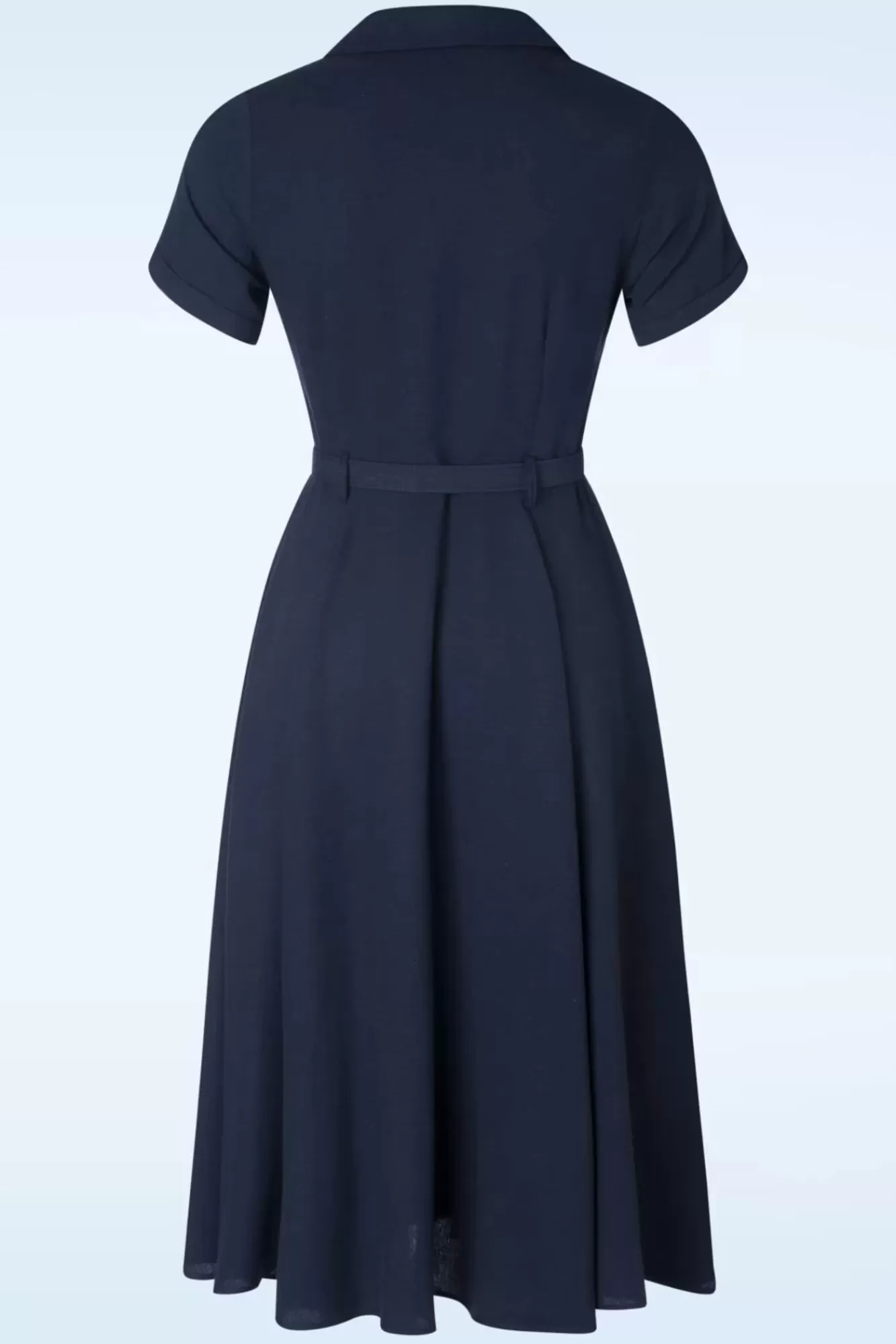 Collectif Clothing Caterina Swing Jurk In Marineblauw | Vrouwen Effen Jurken