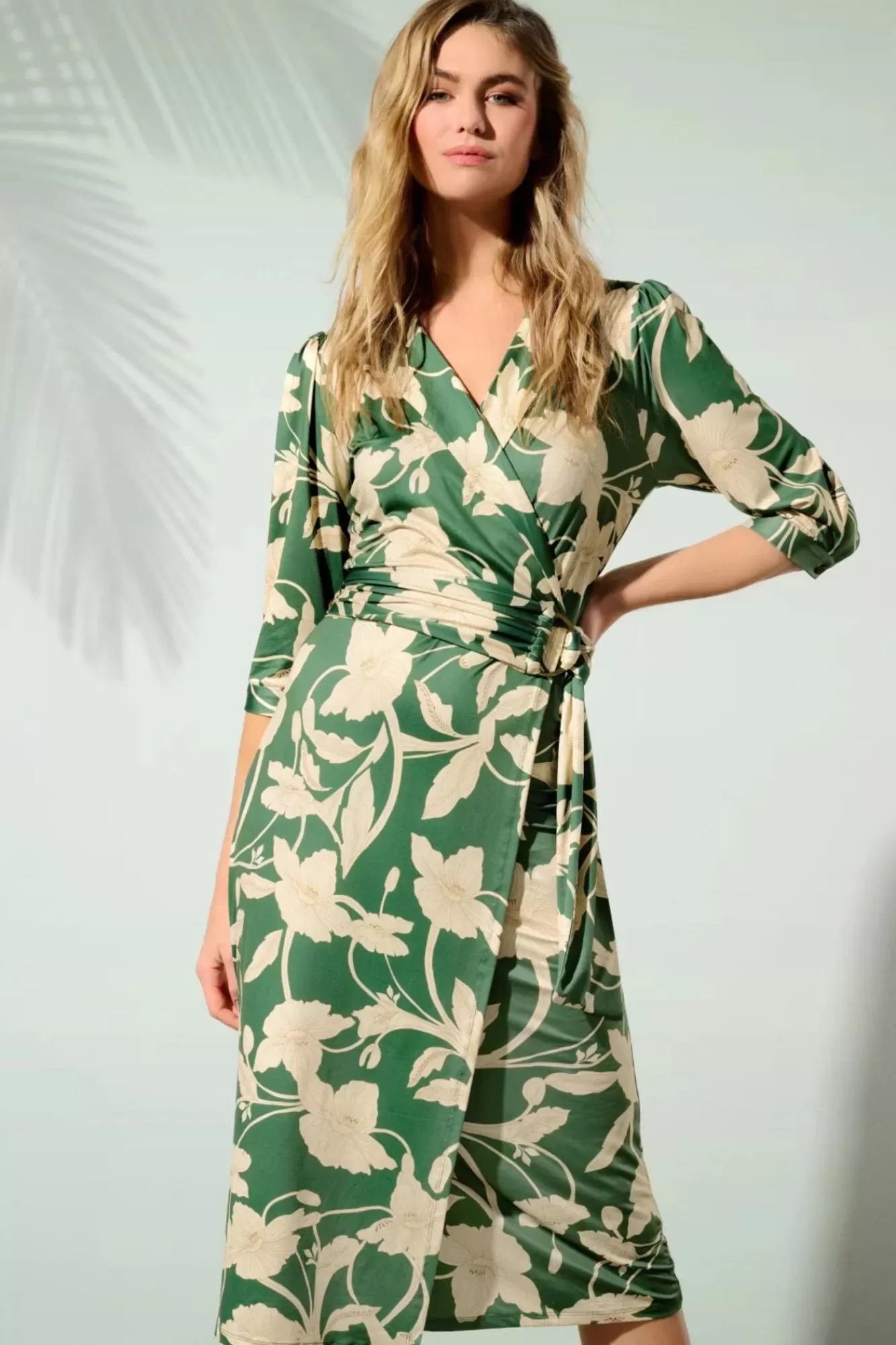 K-Design Charlotte Flower Jurk In Groen | Vrouwen Midi Jurken