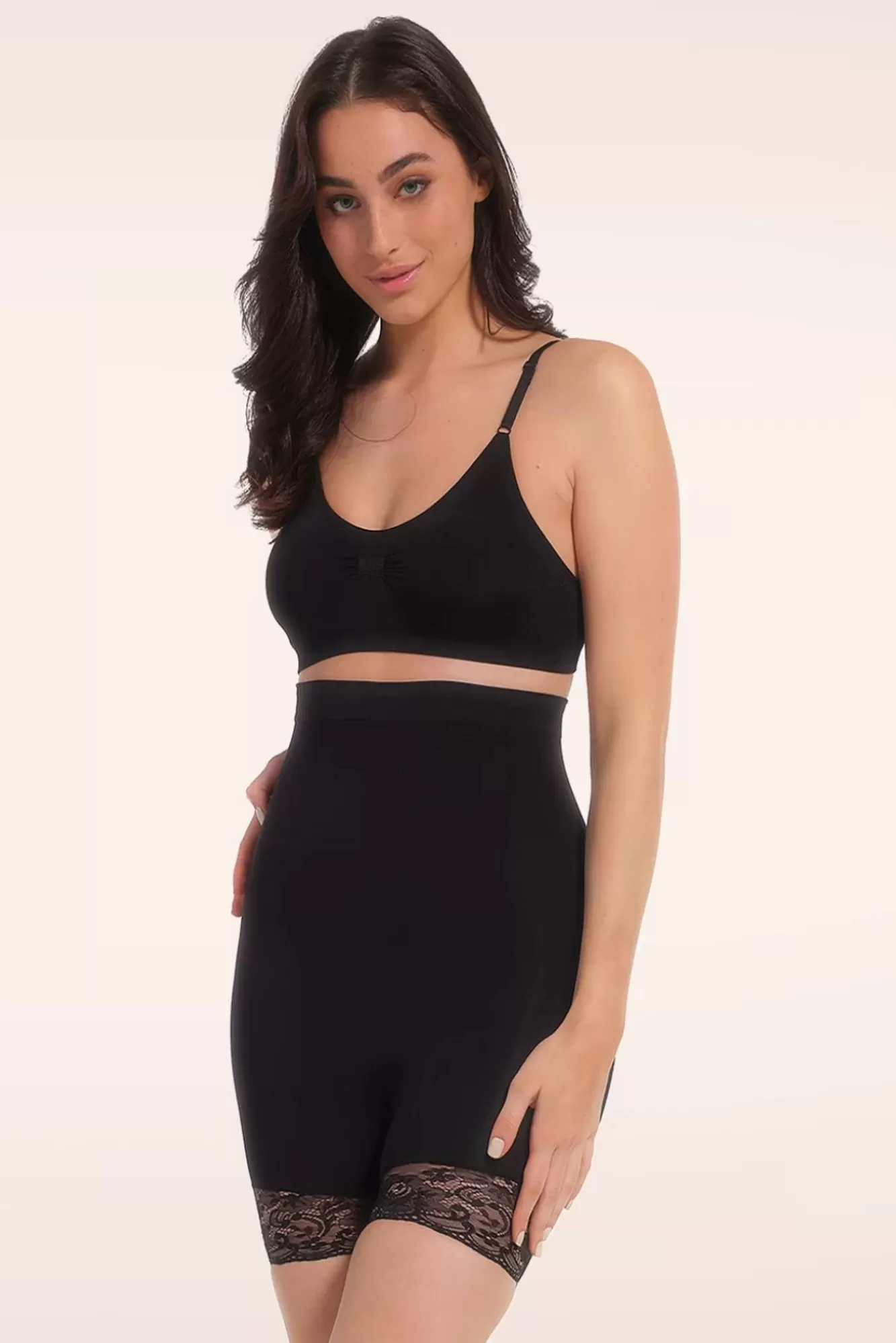 MAGIC Bodyfashion Comfort Kanten Hoge Short In Zwart | Vrouwen Shapewear