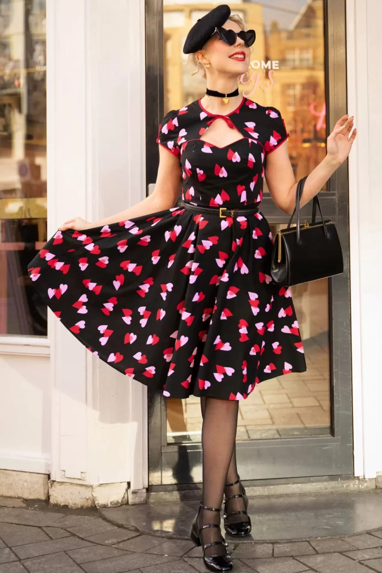 Bunny Confetti Swing Jurk In Zwart | Vrouwen Plus Size Jurken