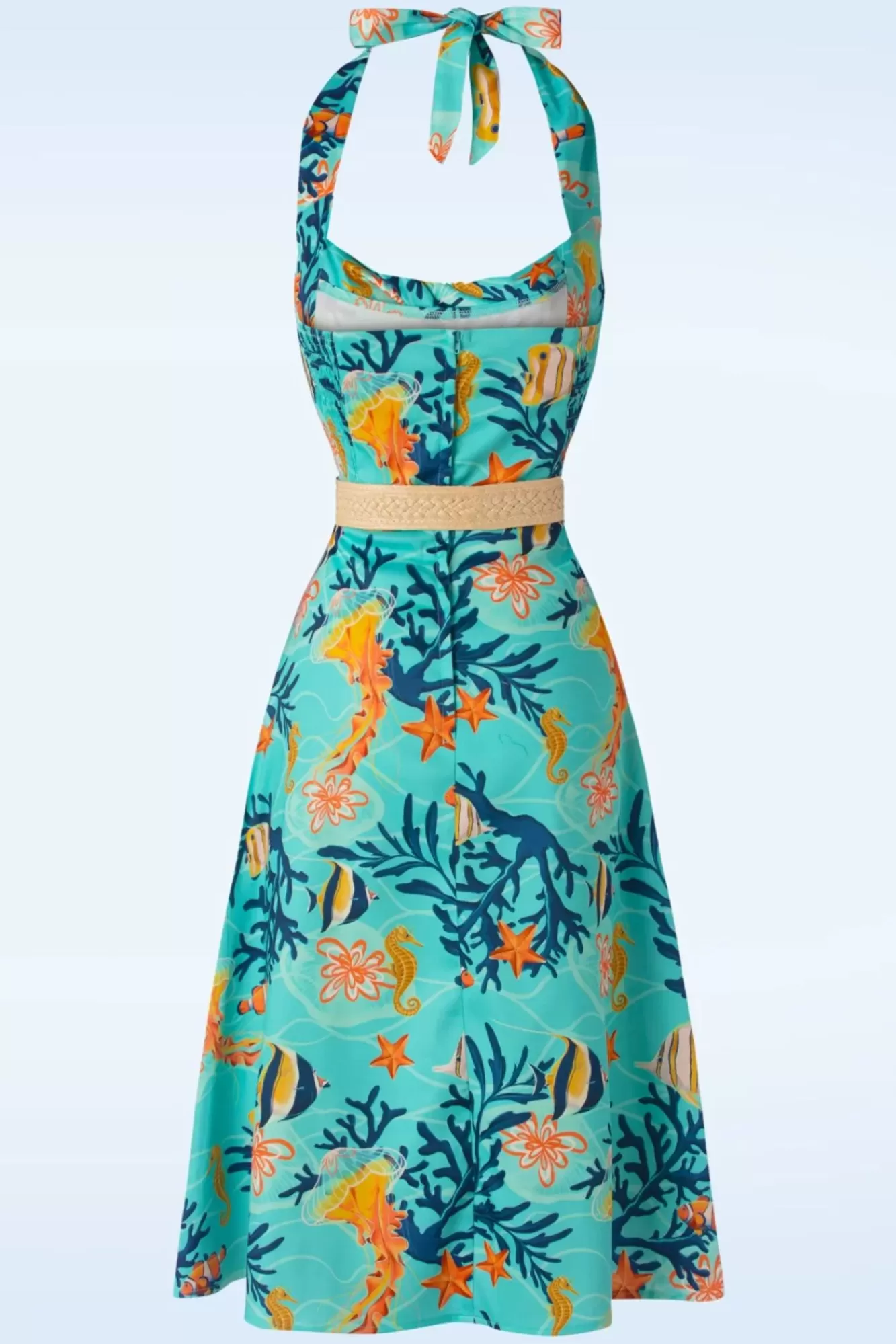 Vixen Coral Reef Halter Flare Jurk In Blauw | Vrouwen Plus Size Jurken