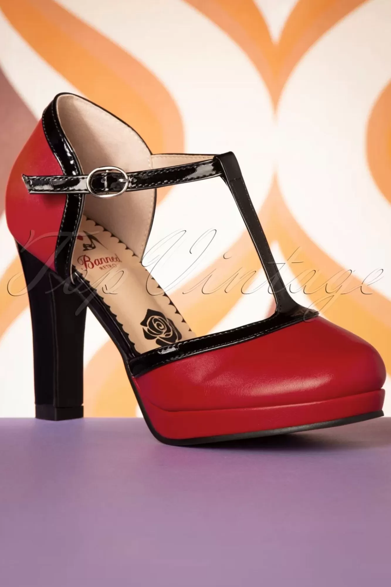 Banned Retro Country Rose Pumps In Rood | Vrouwen Pumps