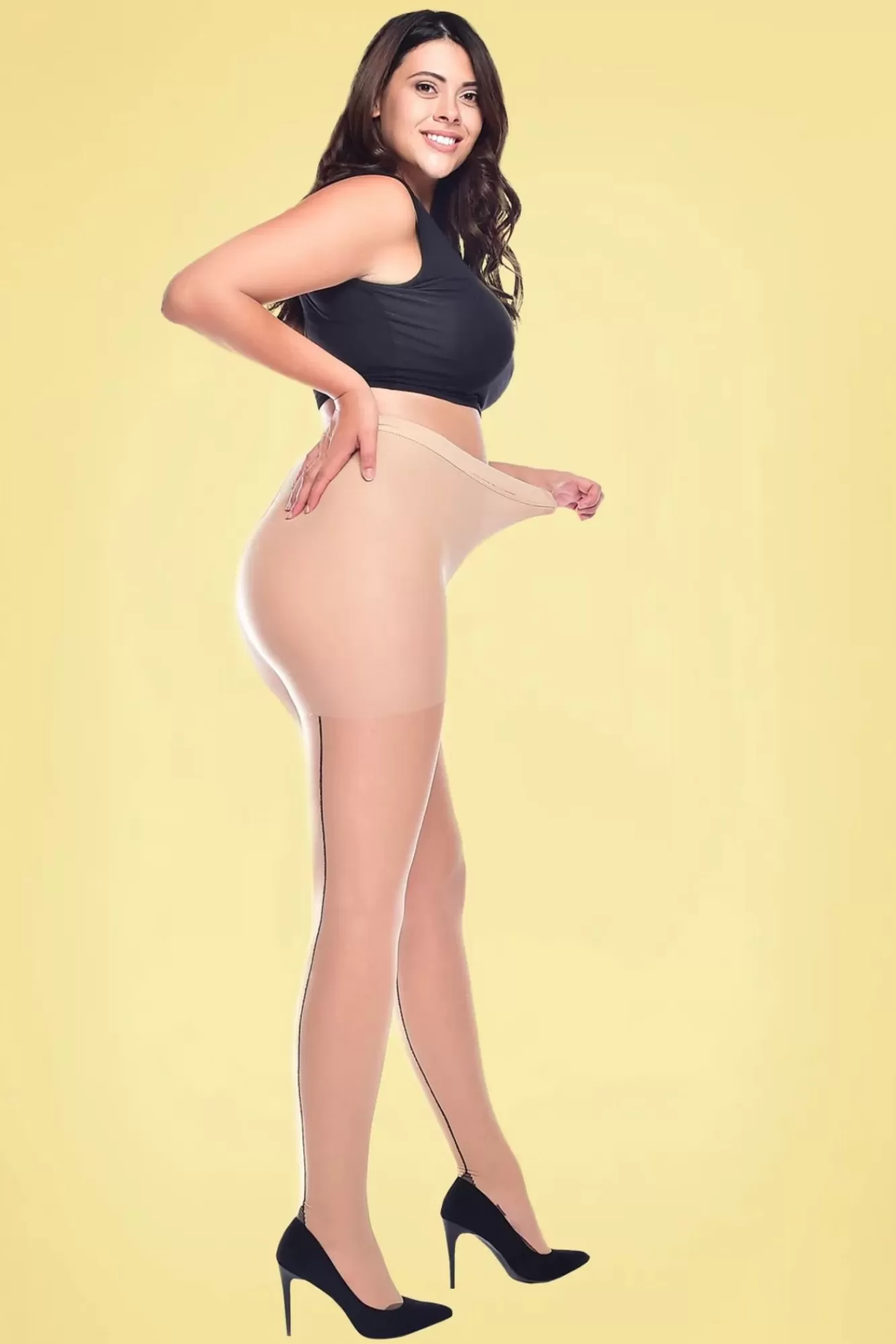 Pamela Mann Curvy Super Stretch Jive Panty In Neutraal Ivoor En Zwart | Vrouwen Panty'S