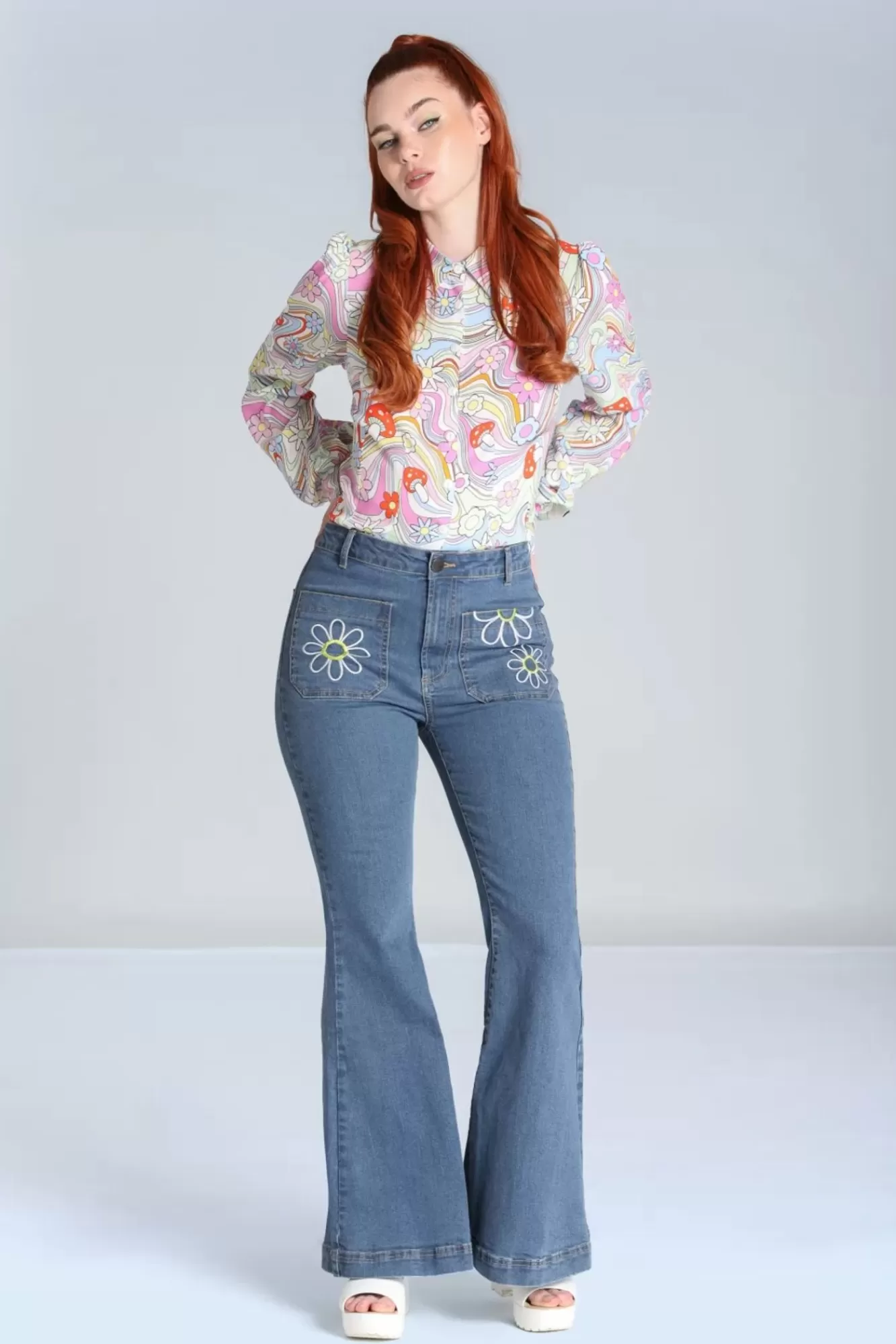 Bunny Daisy Flower Power Jeans In Licht Blauw | Vrouwen Broeken