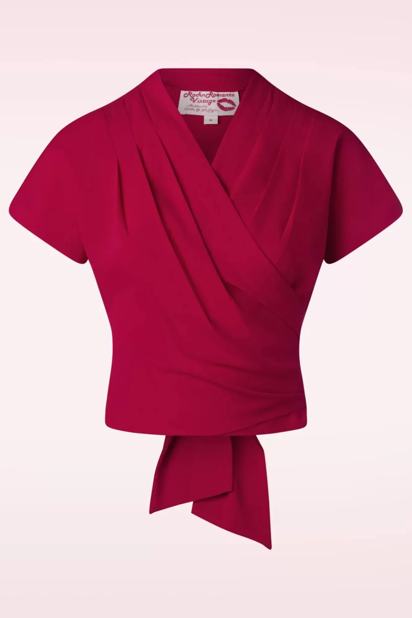 Rock N Romance Darla Wikkelblouse Met Korte Mouwen In Rood | Vrouwen Blouses