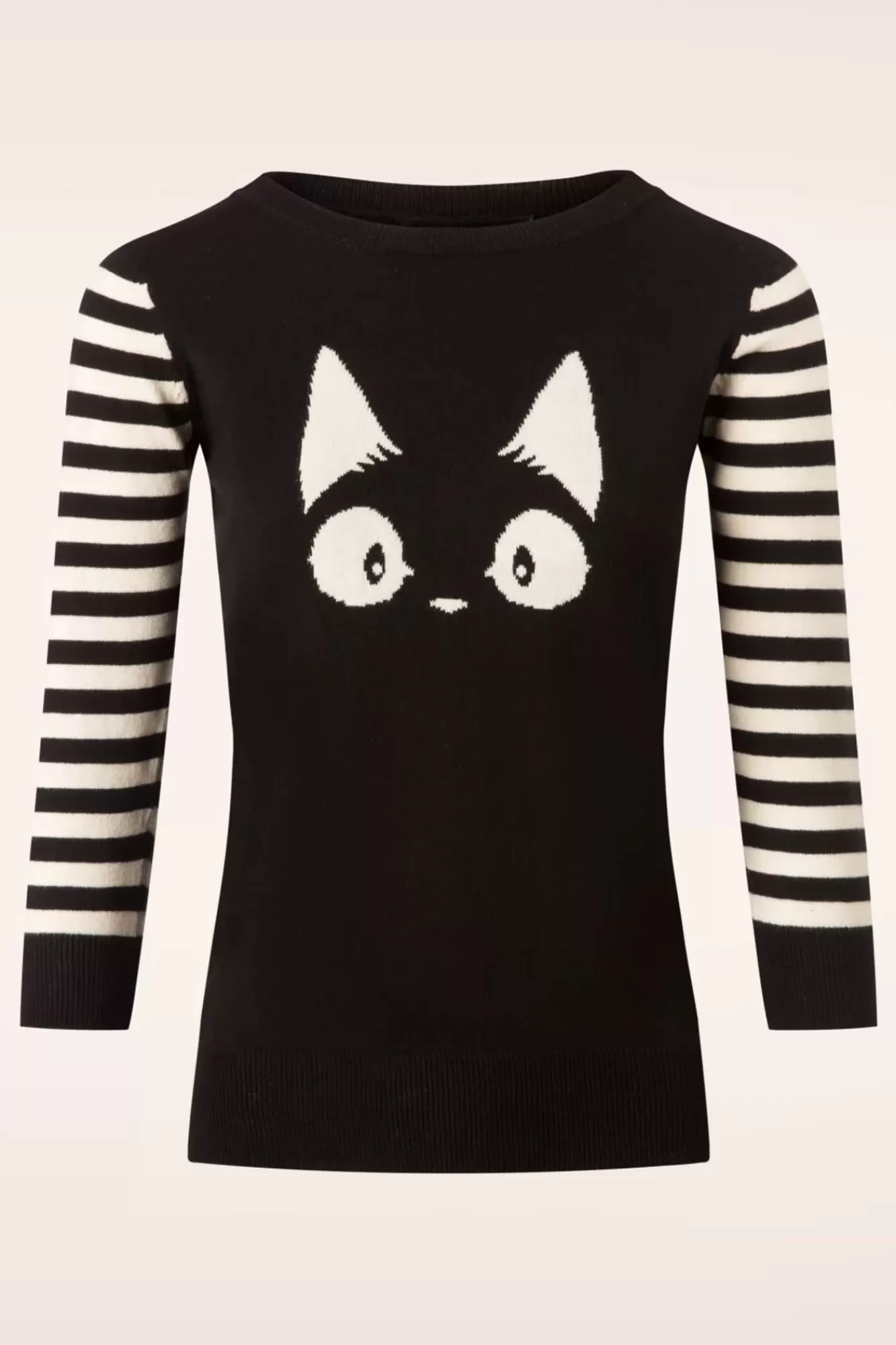 Mak Sweater Debbie Cat Gestreepte Trui In Zwart | Vrouwen Truitjes