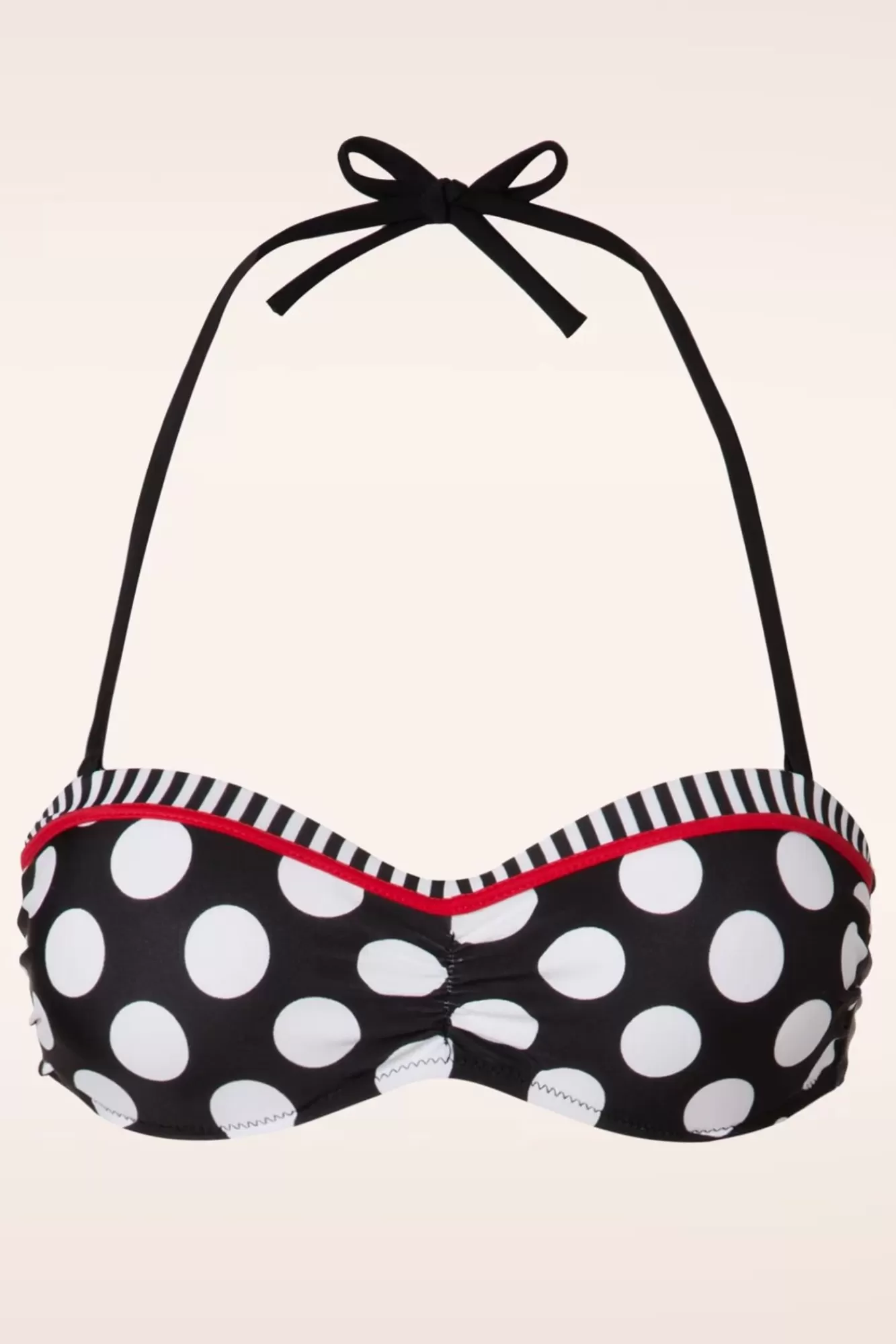 Belsira Debra Halterbikinitop Met Polkadotstrepen In Zwart En Wit | Vrouwen Bikini'S