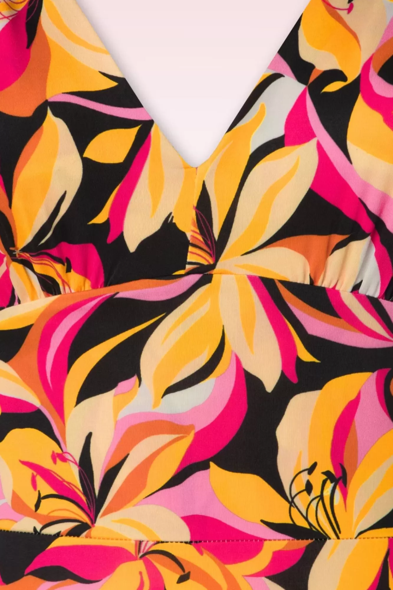 Vintage Chic for Topvintage Deveny Abstract Floral Maxi Jurk In Roze En Geel | Vrouwen Plus Size Jurken