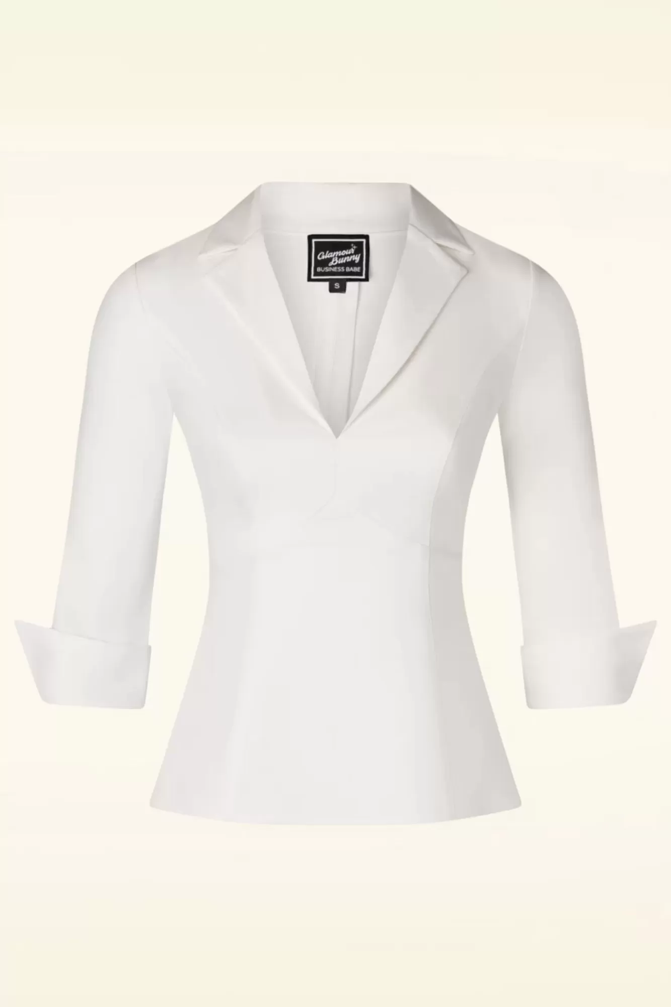 Glamour Bunny Business Babe Dianne Blouse In Crispy Wit | Vrouwen Blouses