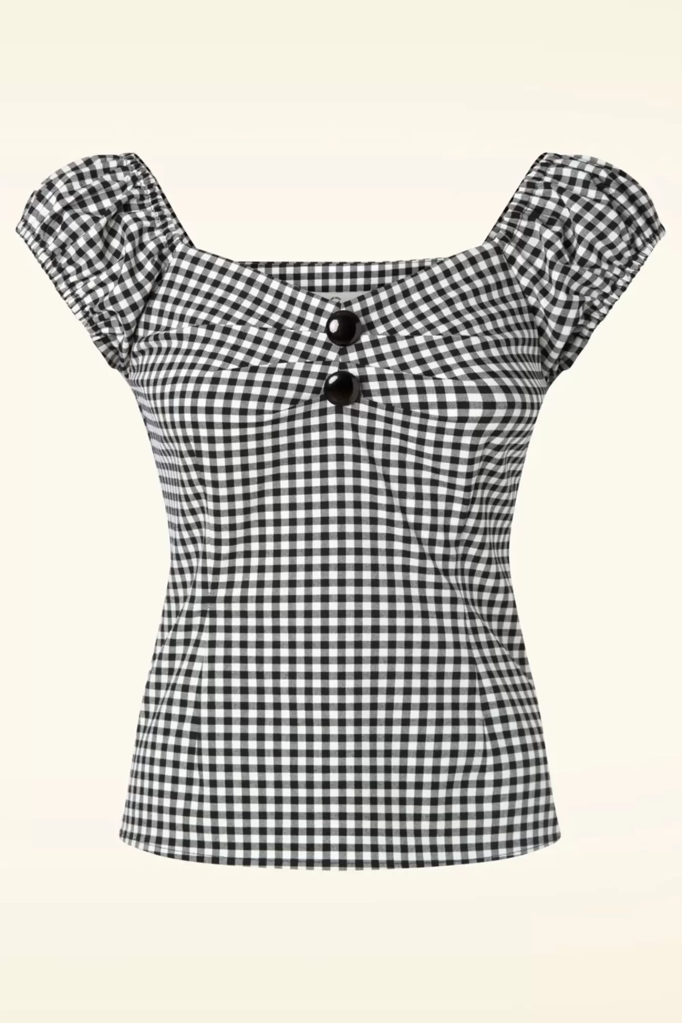 Collectif Clothing Dolores Gingham Top In Zwart En Wit | Vrouwen Tops