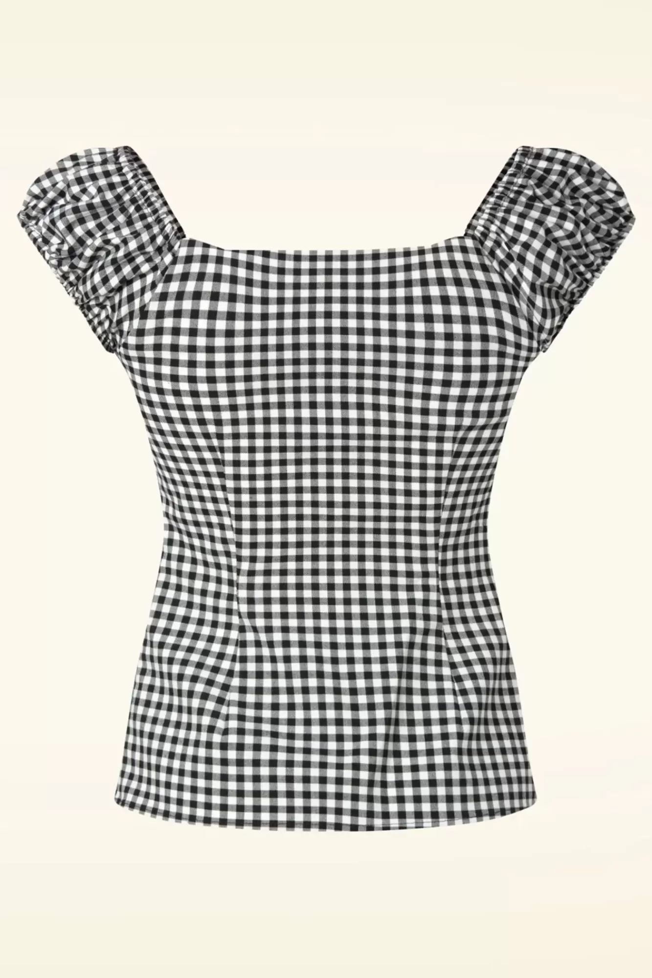 Collectif Clothing Dolores Gingham Top In Zwart En Wit | Vrouwen Tops