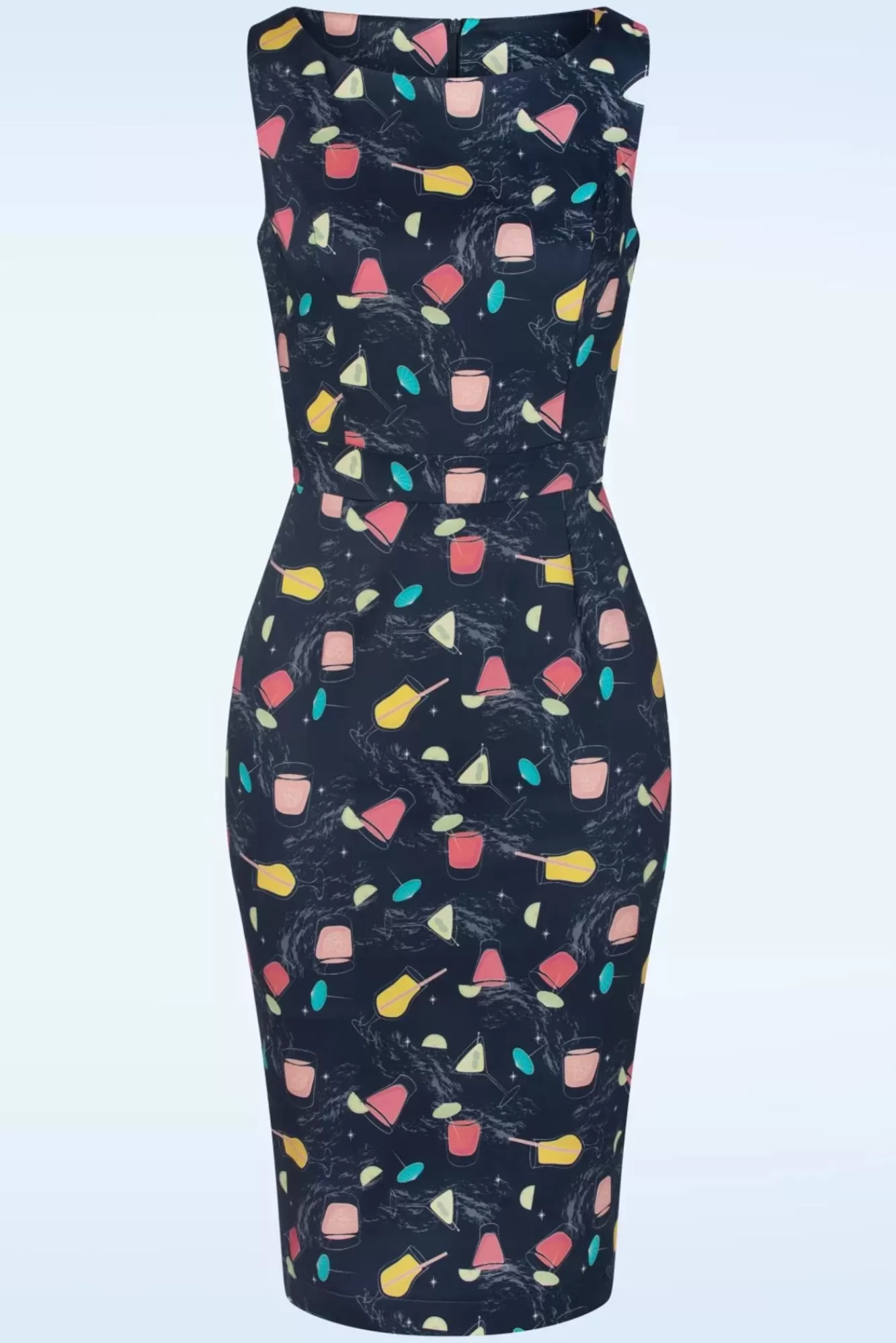 Topvintage Boutique Collection Exclusief Bij Topvintage ~ Adriana Cocktails Mouwloze Penciljurk In Donkerblauw | Vrouwen Plus Size Jurken