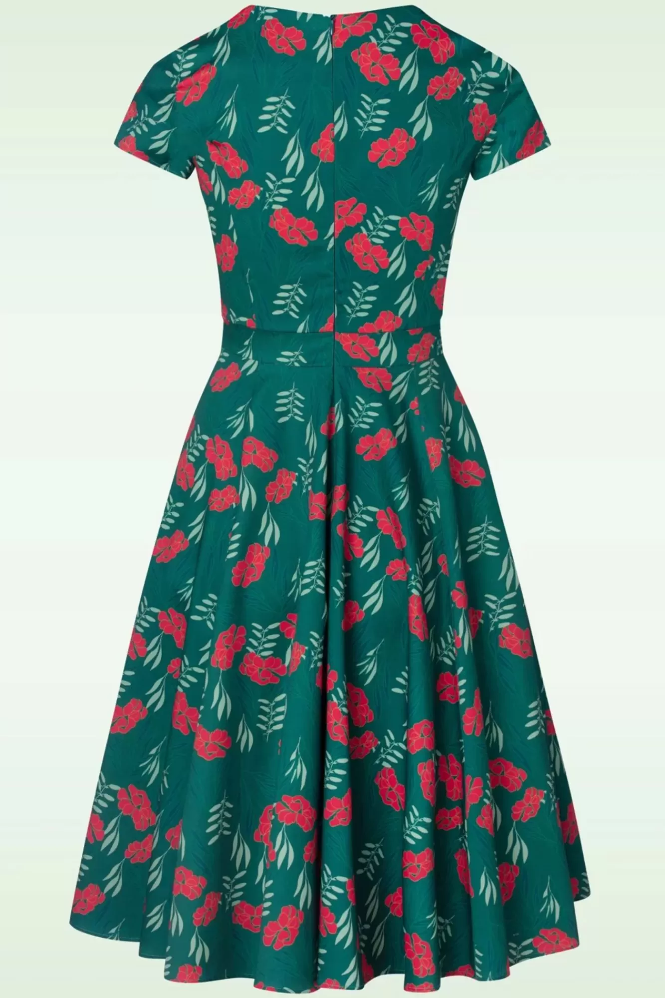 Topvintage Boutique Collection Exclusief Bij Topvintage ~ Olivia Swingjurk Met Korte Mouwen In Blauwgroen | Vrouwen Swing Jurken