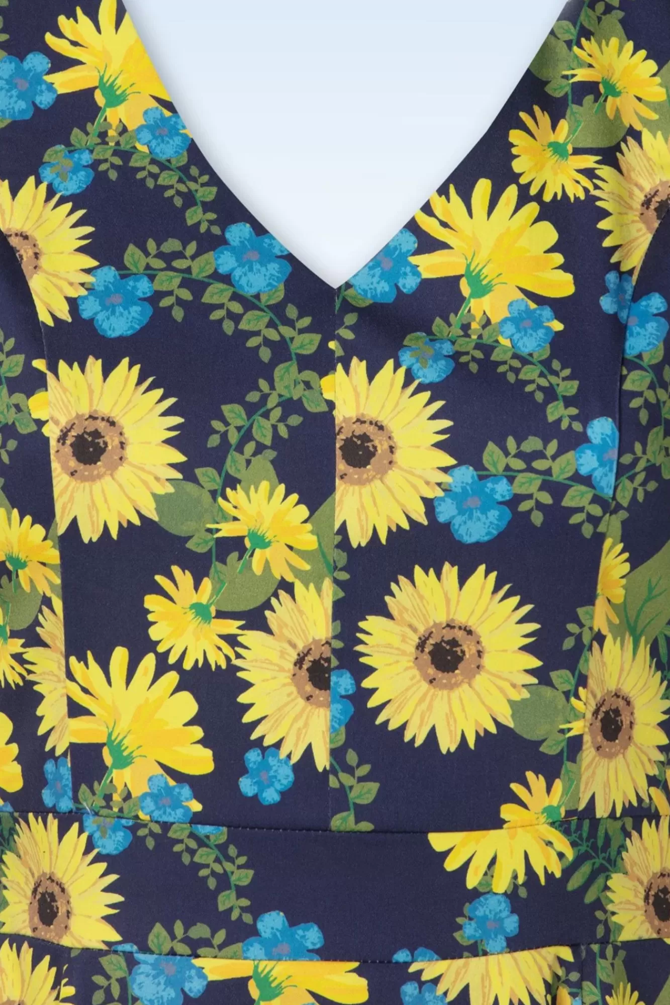 Topvintage Boutique Collection Exclusief Bij Topvintage ~ Olivia Swingjurk Met Korte Mouwen In Donkerblauw | Vrouwen Swing Jurken
