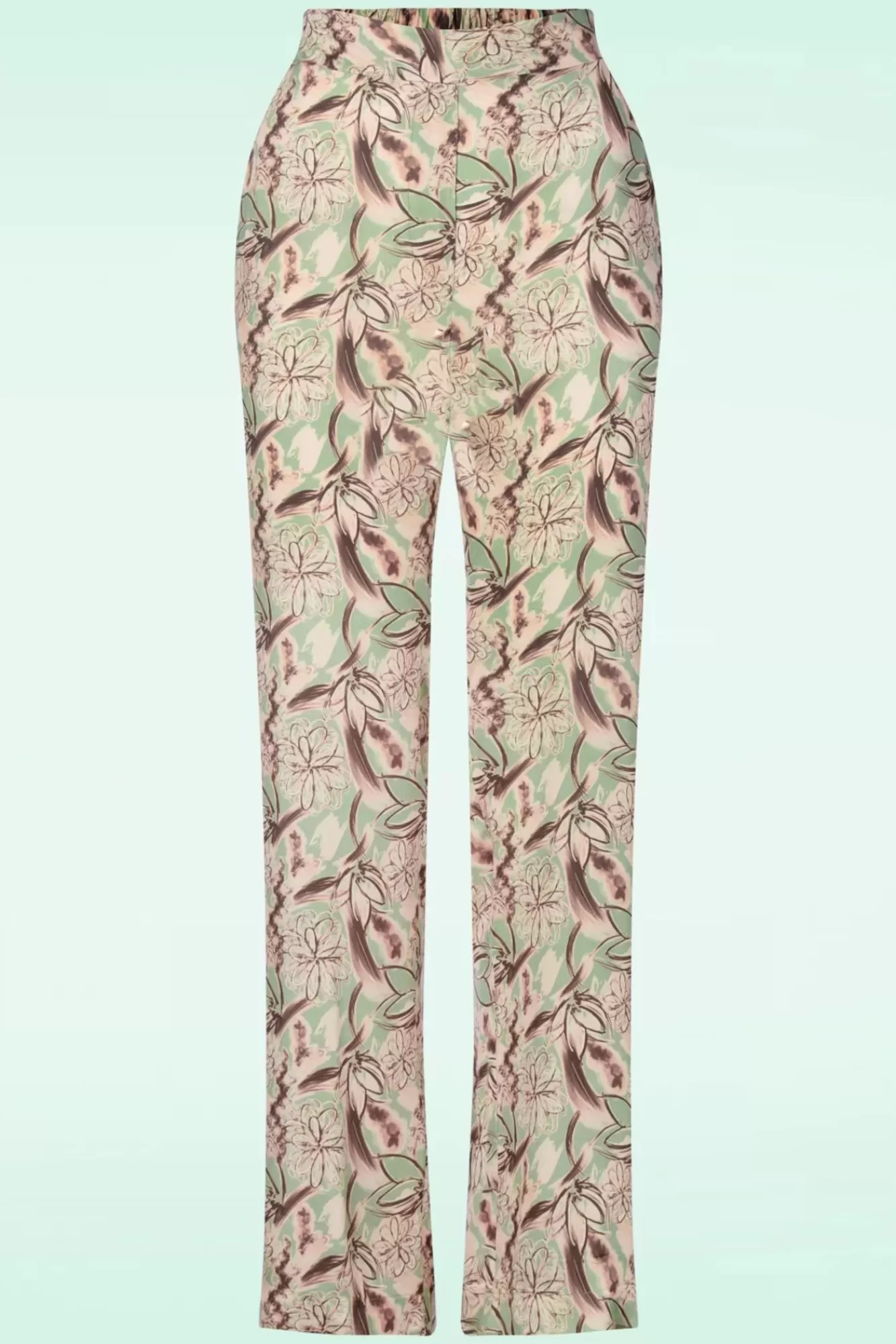 20to Fiora Floral Broek In Zacht Groen | Vrouwen Broeken