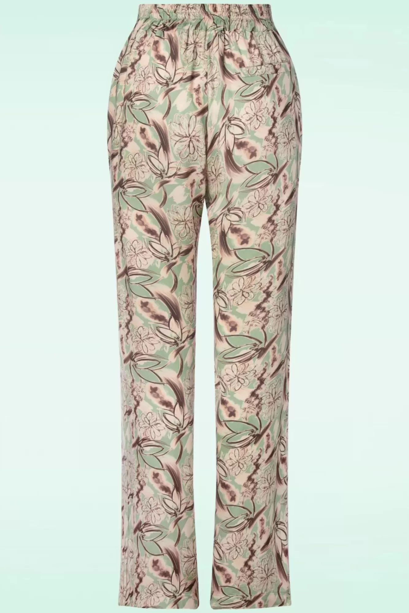 20to Fiora Floral Broek In Zacht Groen | Vrouwen Broeken