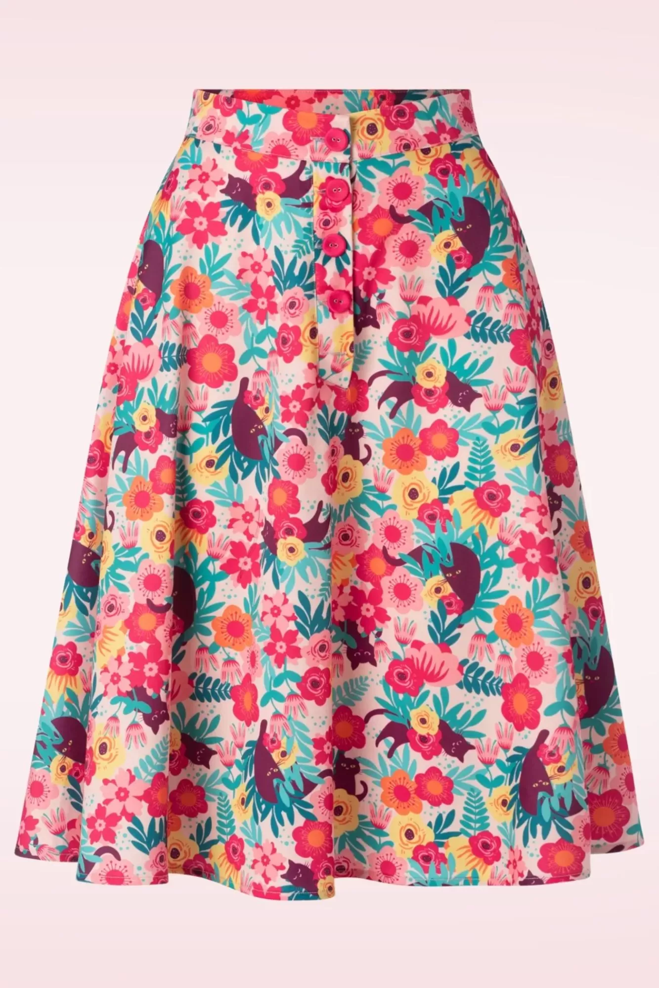 Vixen Floral Cat Flare Rok In Multi | Vrouwen Rokken