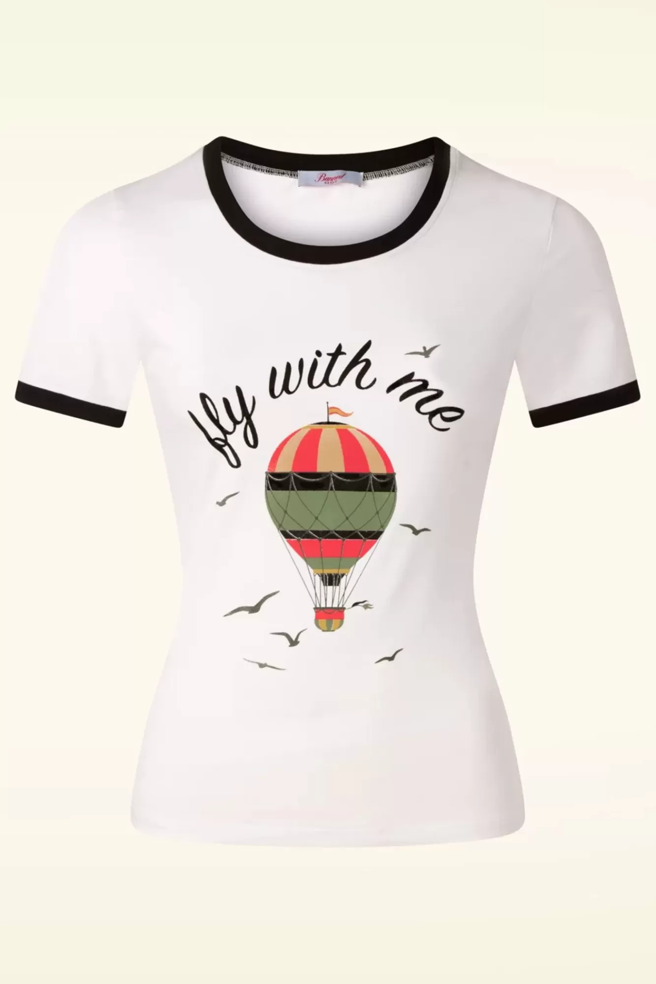 Banned Retro Fly With Me T-Shirt In Gebroken Wit | Vrouwen T-Shirts