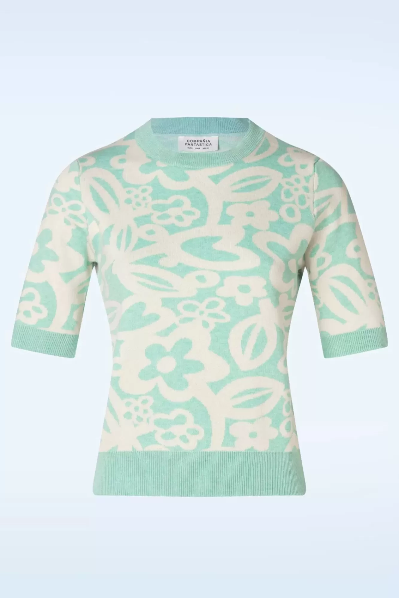 Compania Fantastica Freya Flower Jumper In Mintblauw | Vrouwen Truitjes