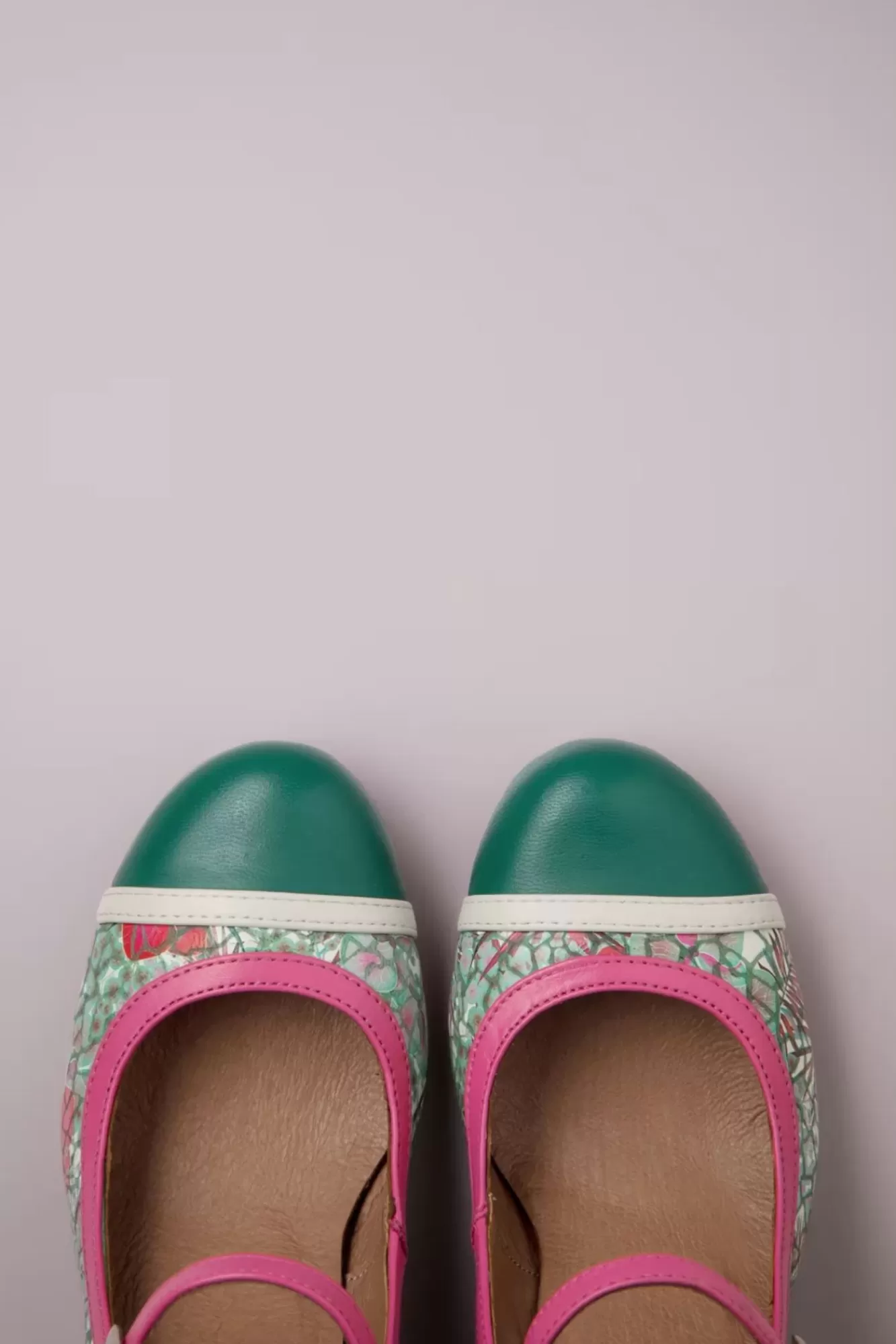 Nemonic Frida Mary Jane Pumps In Fuchsia En Groen | Vrouwen Pumps