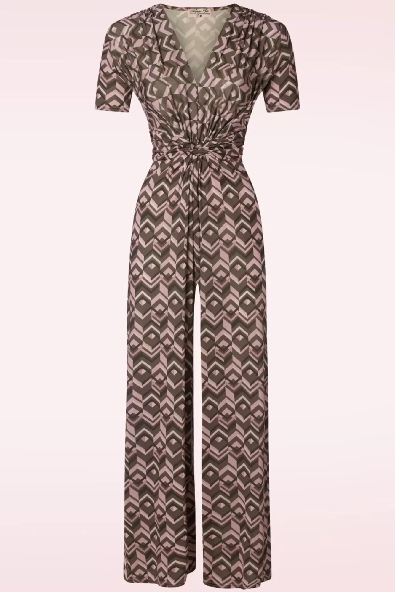 Vintage Chic for Topvintage Gina Geo Print Jumpsuit In Bruin | Vrouwen Playsuits & Jumpsuits