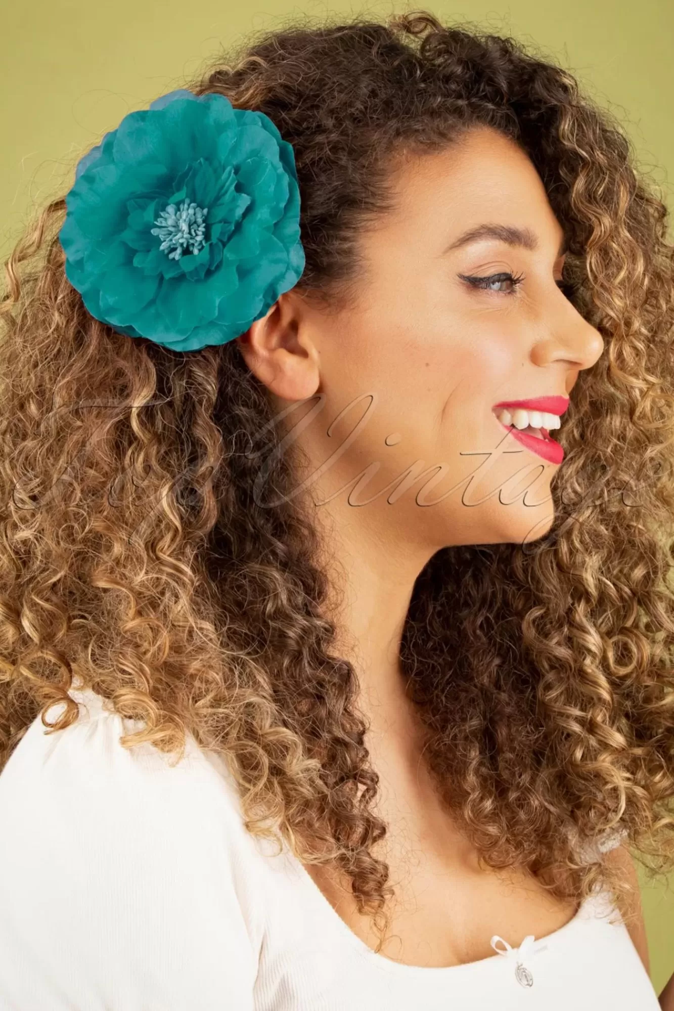 Urban Hippies Grote Bloemcorsage In Turkoois | Vrouwen Haaraccessoires