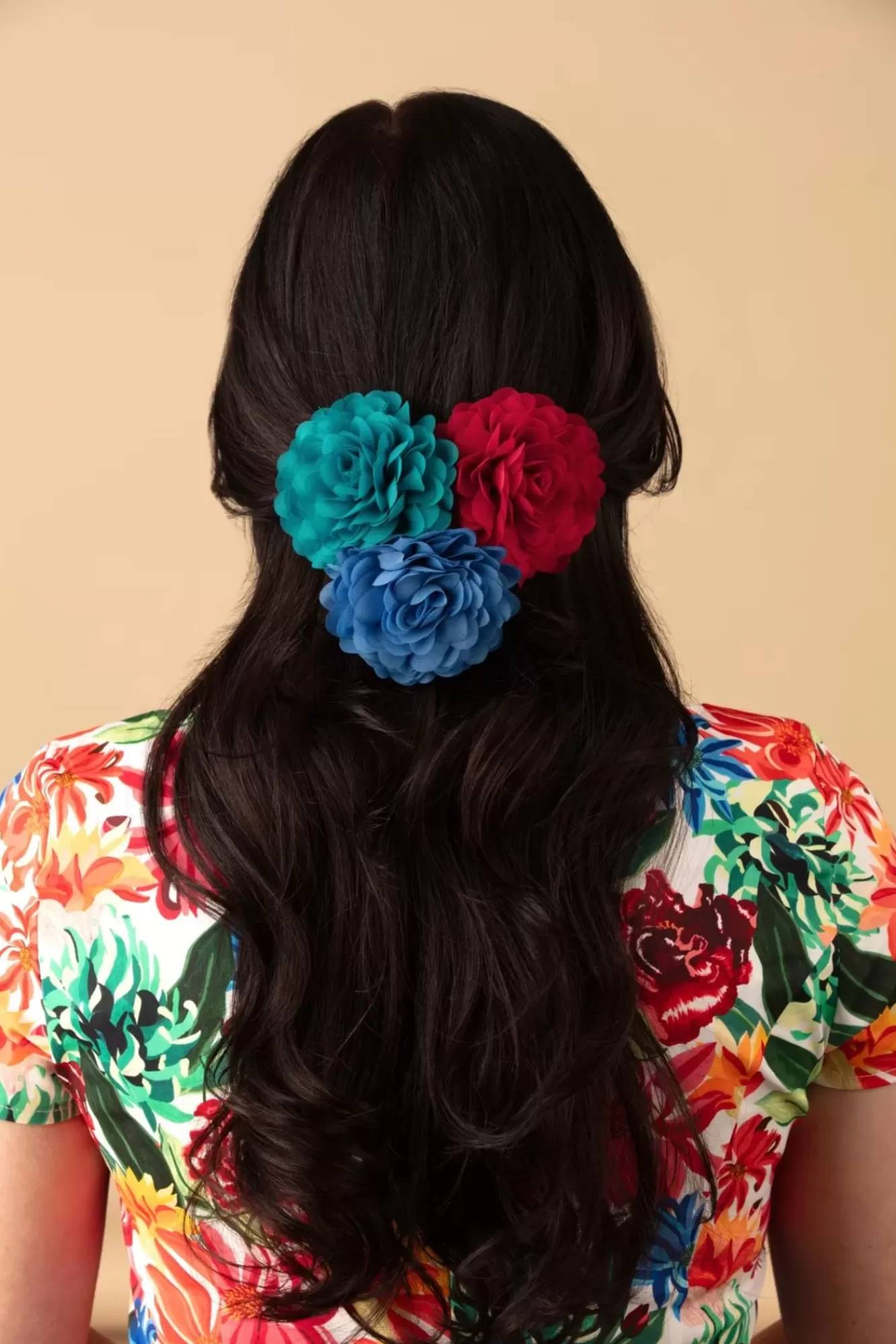 Urban Hippies Haarbloemenset In Klaproos Roos, Provence En Turquoise | Vrouwen Haaraccessoires