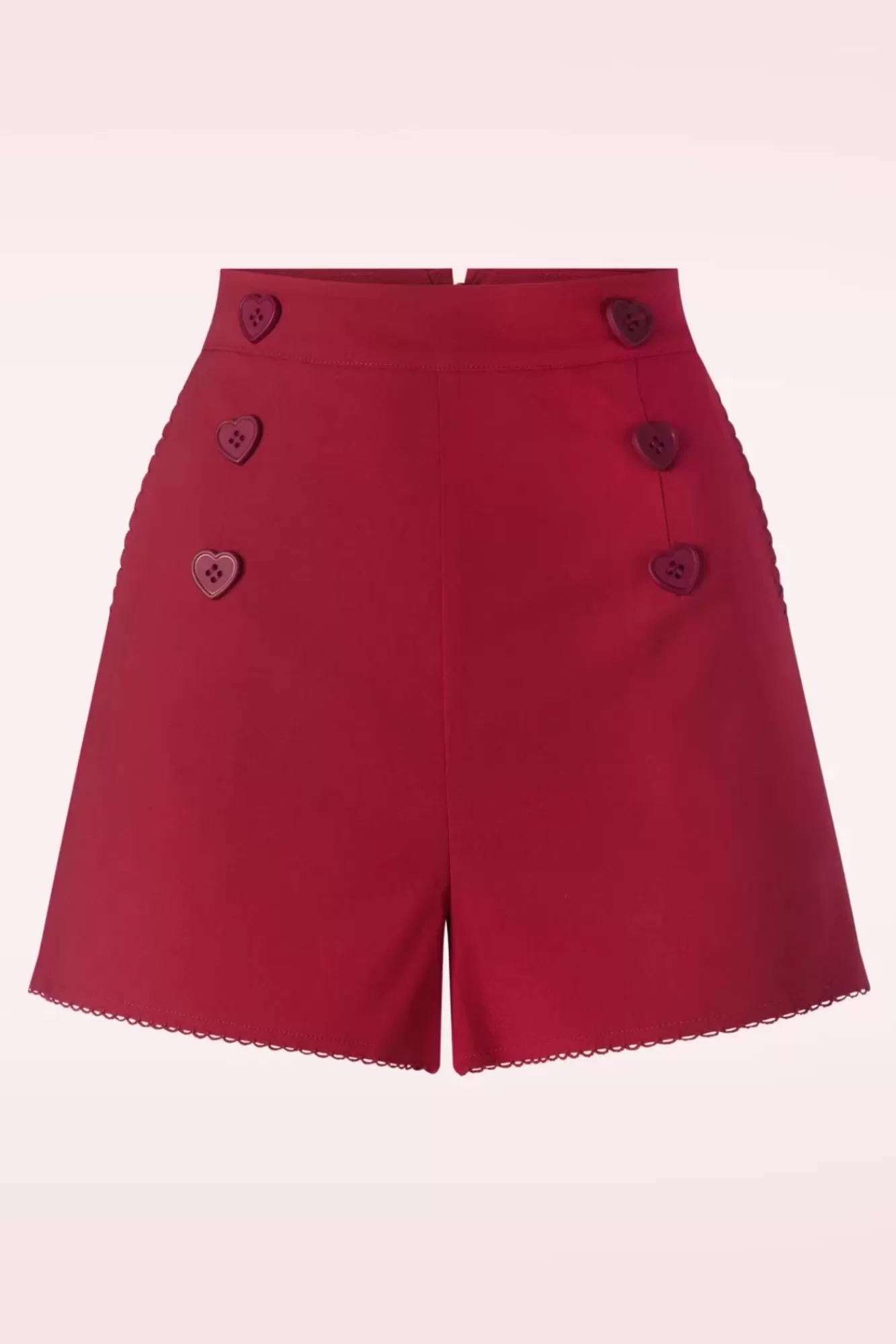 Vixen Heart Button Shorts In Rood | Vrouwen Broeken