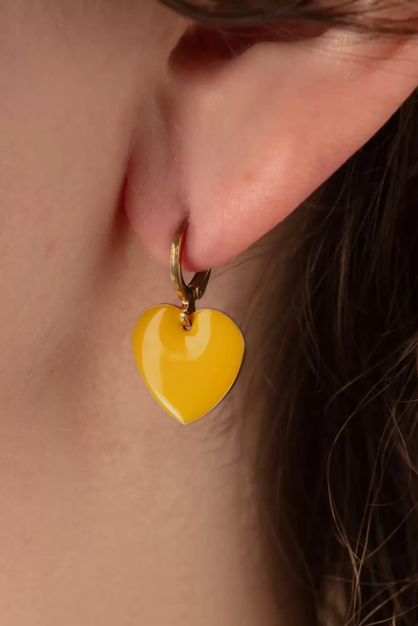 Urban Hippies Heart Oorbellen In Geel | Vrouwen Sieraden