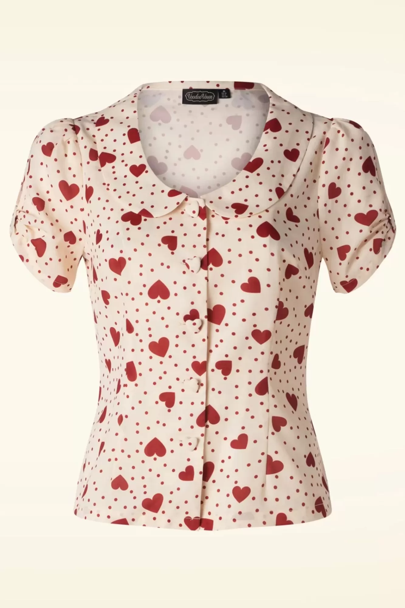 Vixen Heart Polka Dot Collared Top In Creme | Vrouwen Blouses