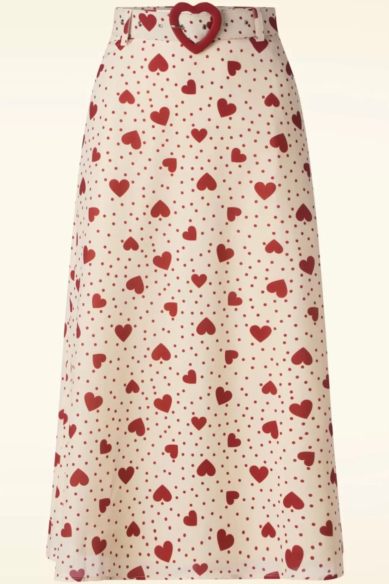 Vixen Heart Polka Dot Midi Rok In Creme | Vrouwen Rokken