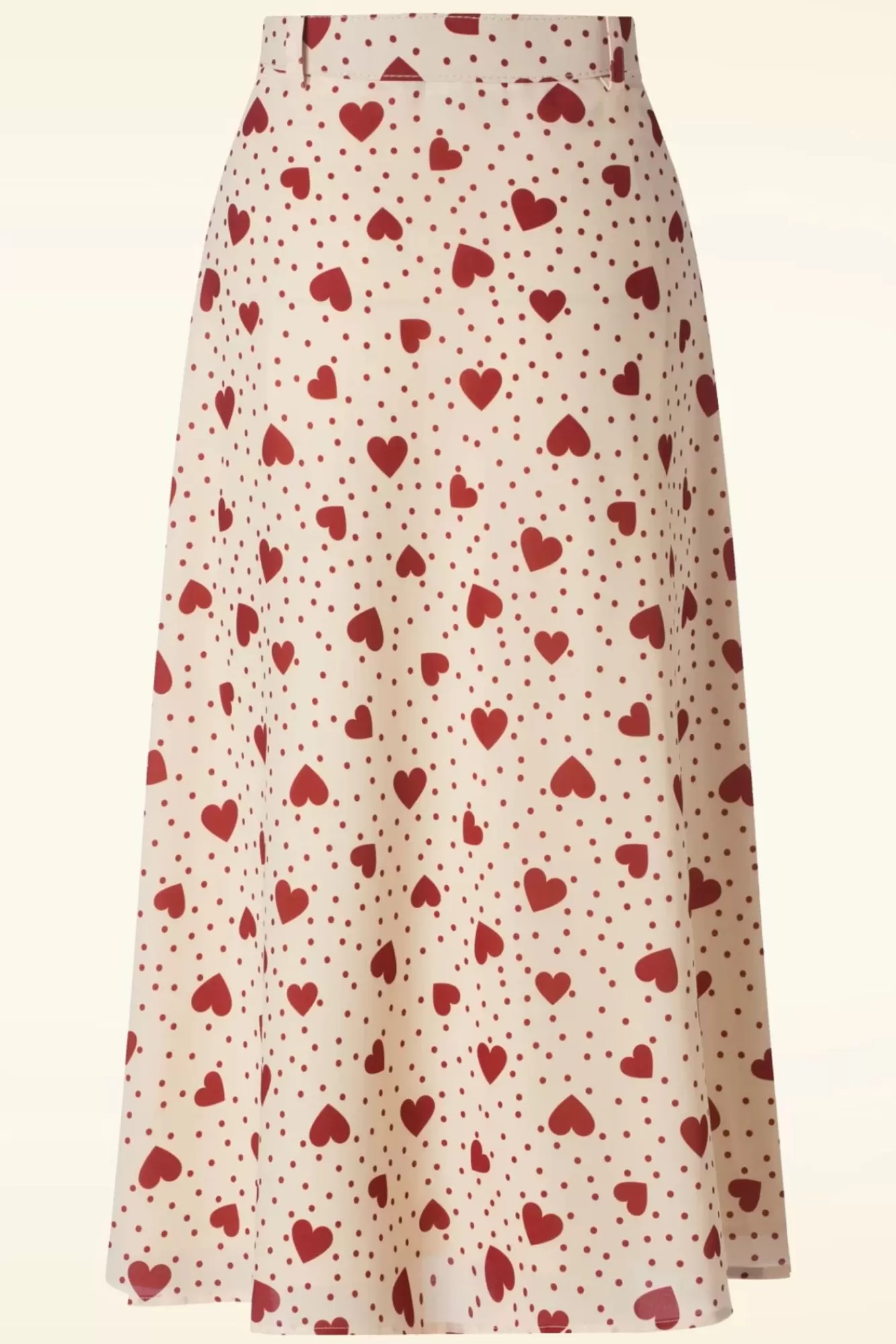 Vixen Heart Polka Dot Midi Rok In Creme | Vrouwen Rokken