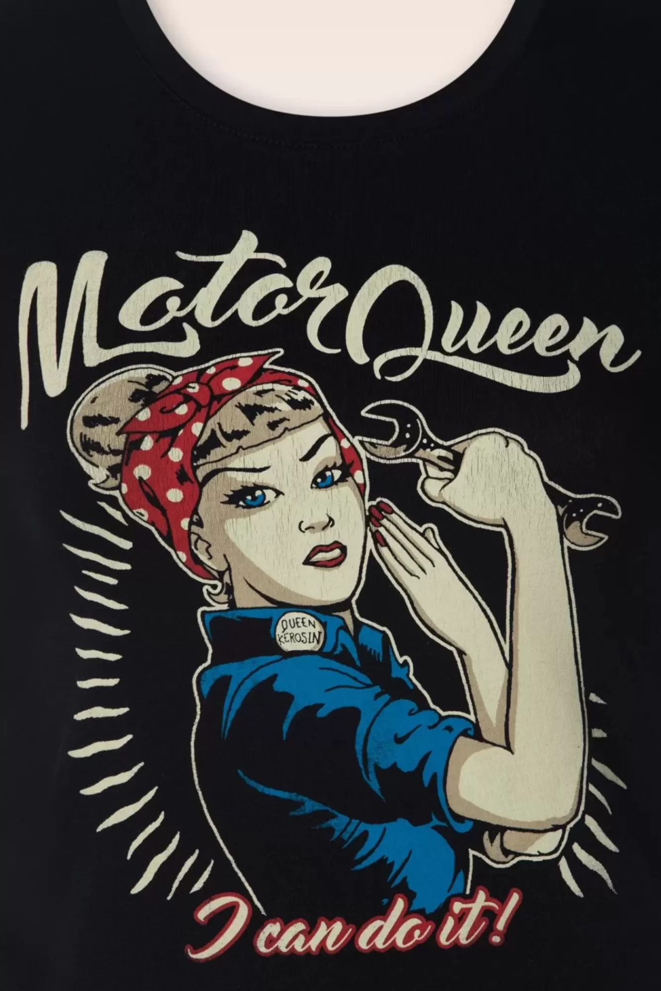 Queen Kerosin I Can Do It Motor Queen T-Shirt In Zwart | Vrouwen T-Shirts